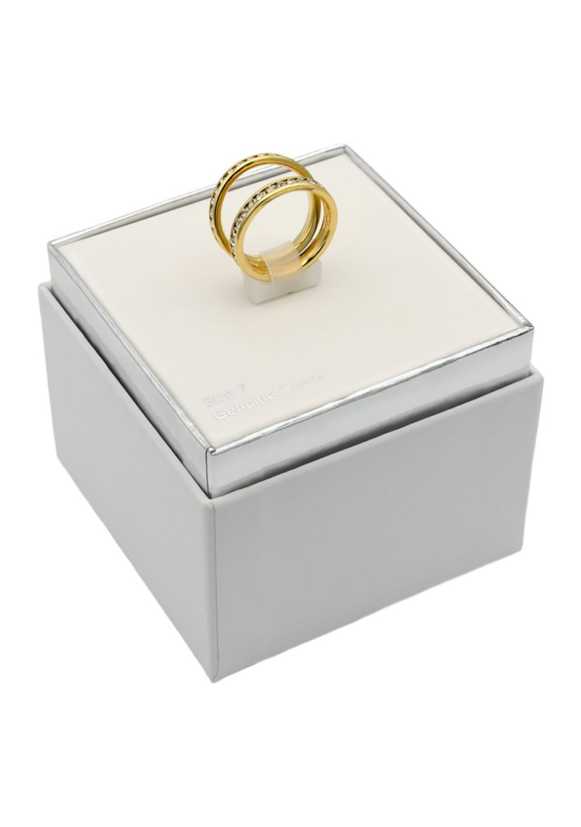 Lab Created Gold Tone Channel Set Eternity Band Set