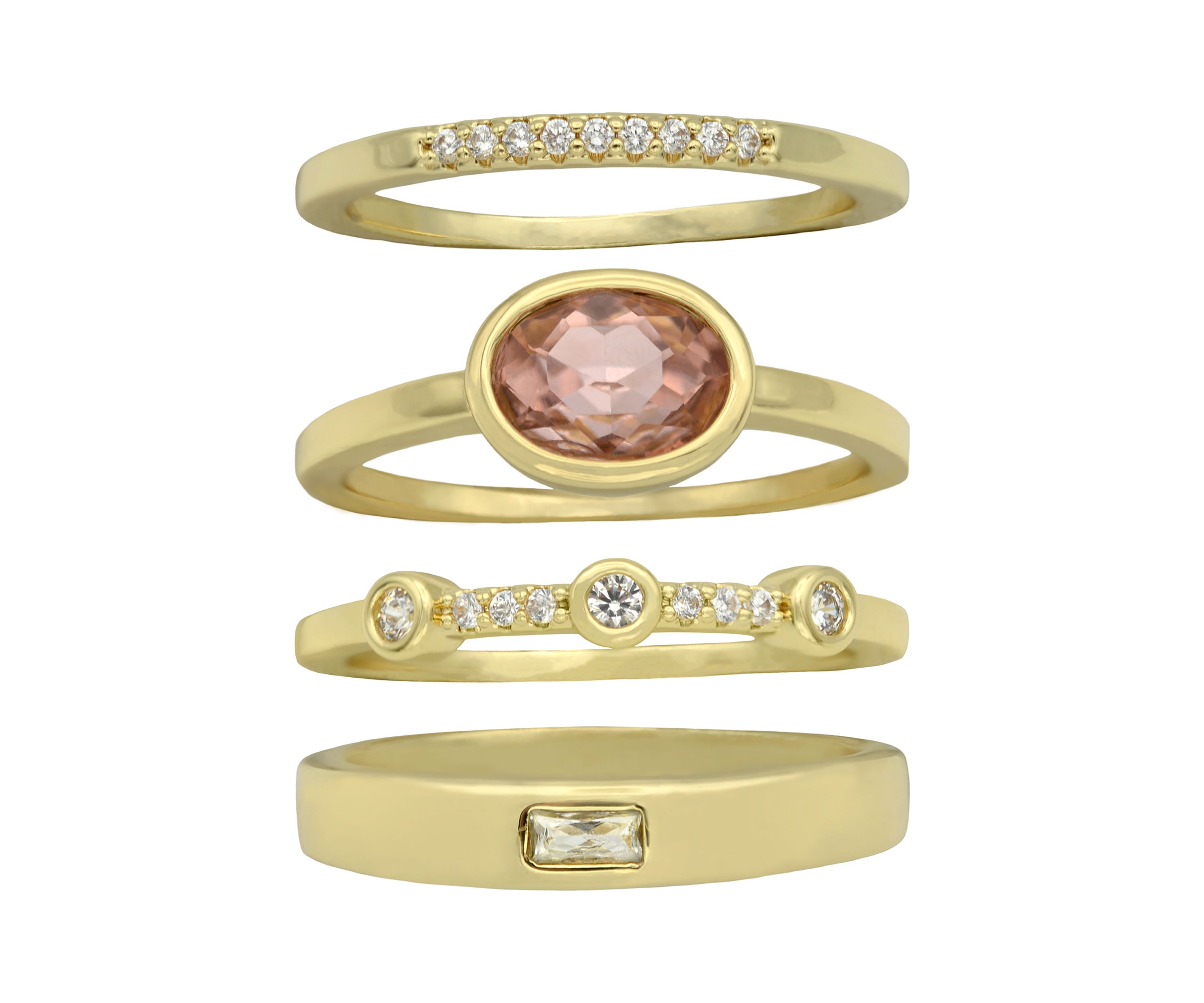 Lab Created Gold Tone Multi Stone Pave Ring Set