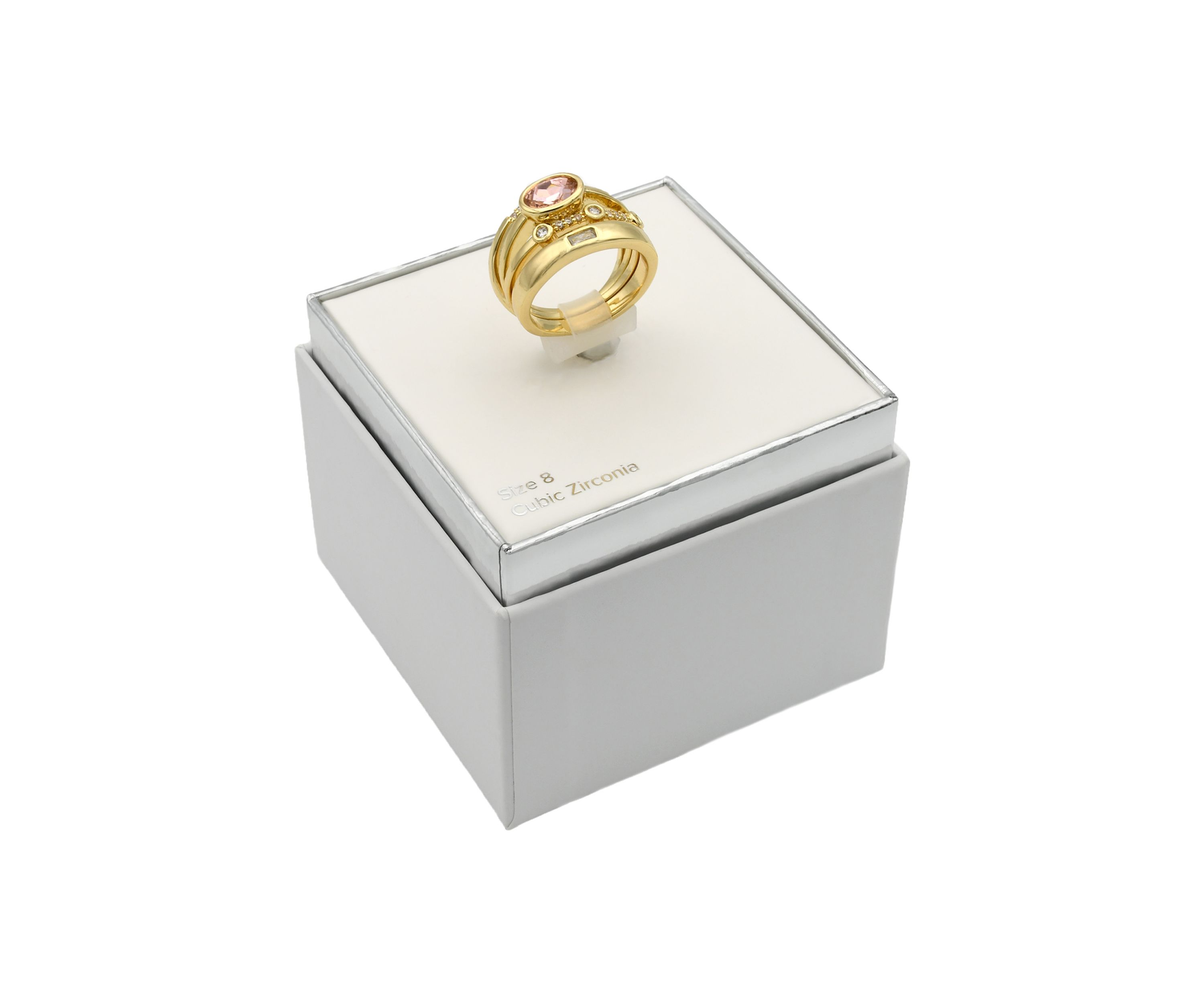 Lab Created Gold Tone Multi Stone Pave Ring Set