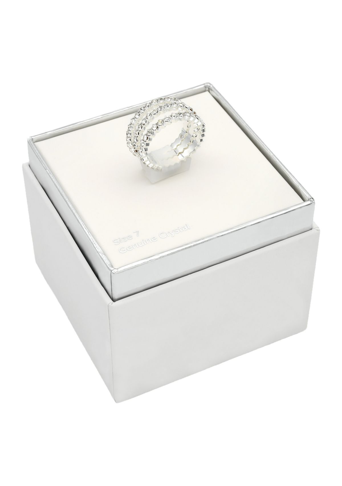 Silver Tone Cubic Zirconia Bezel Band Ring Set