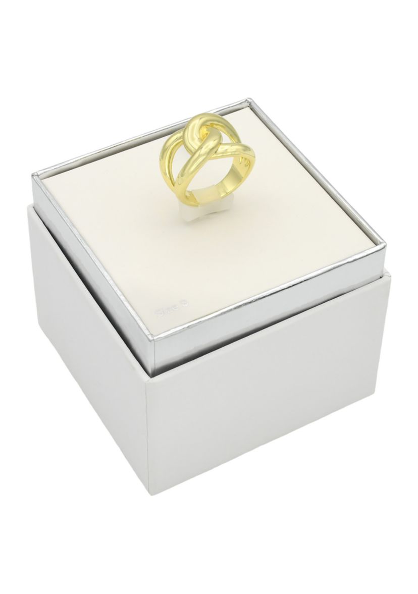 Gold Tone Interlocking Polished Band Ring