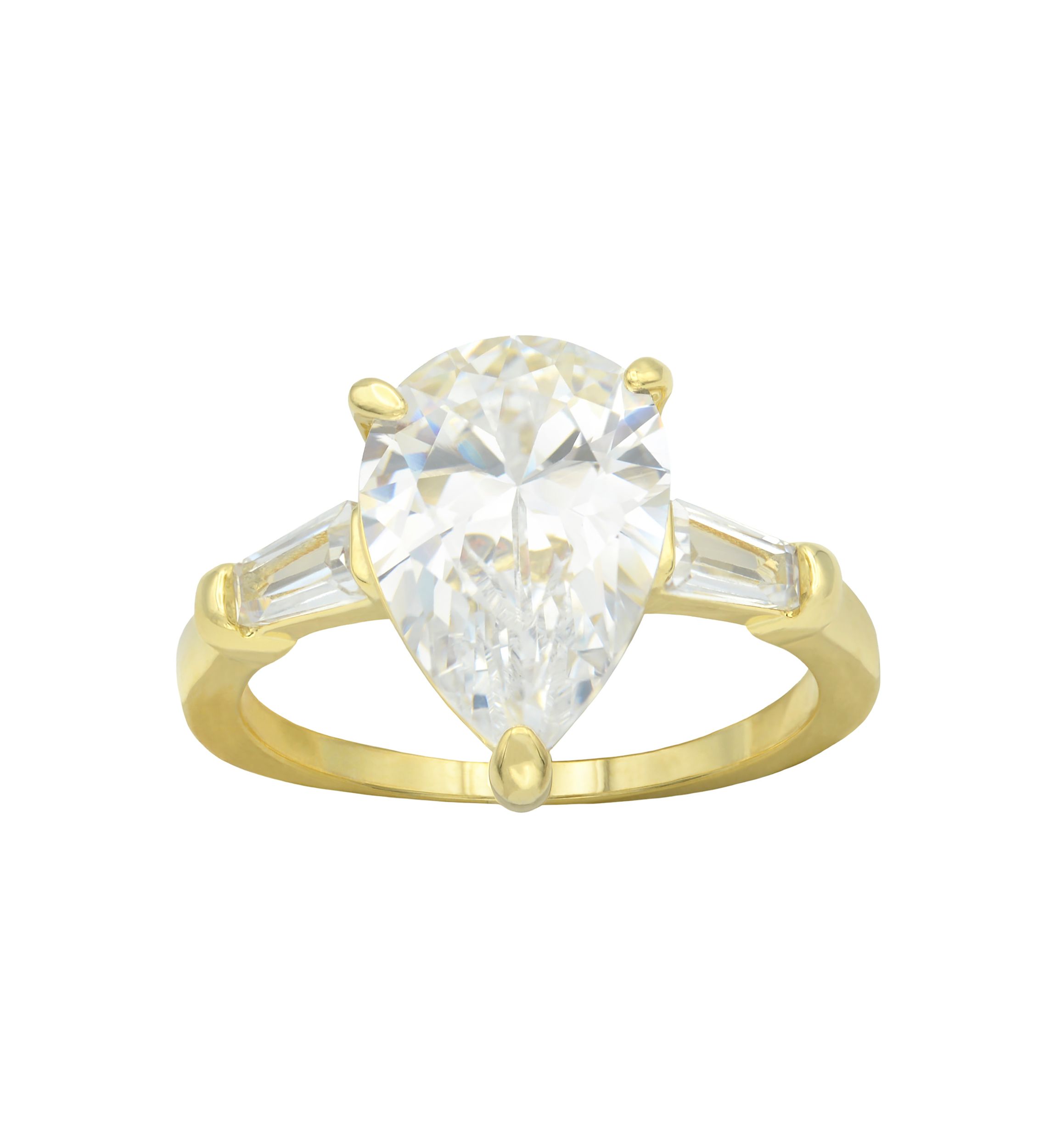 Gold Tone Pear Cubic Zirconia Ring