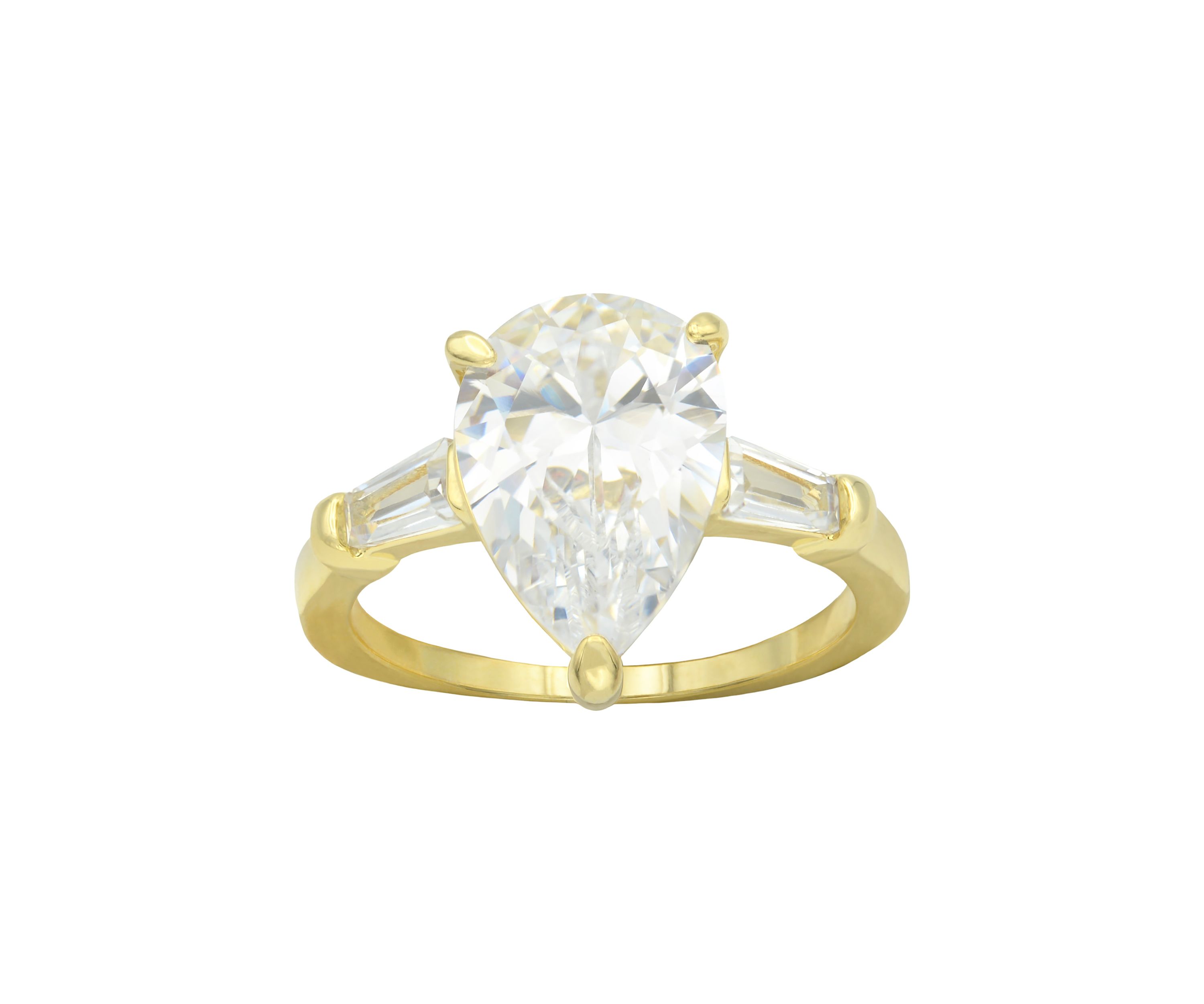 Gold Tone Pear Cubic Zirconia Ring