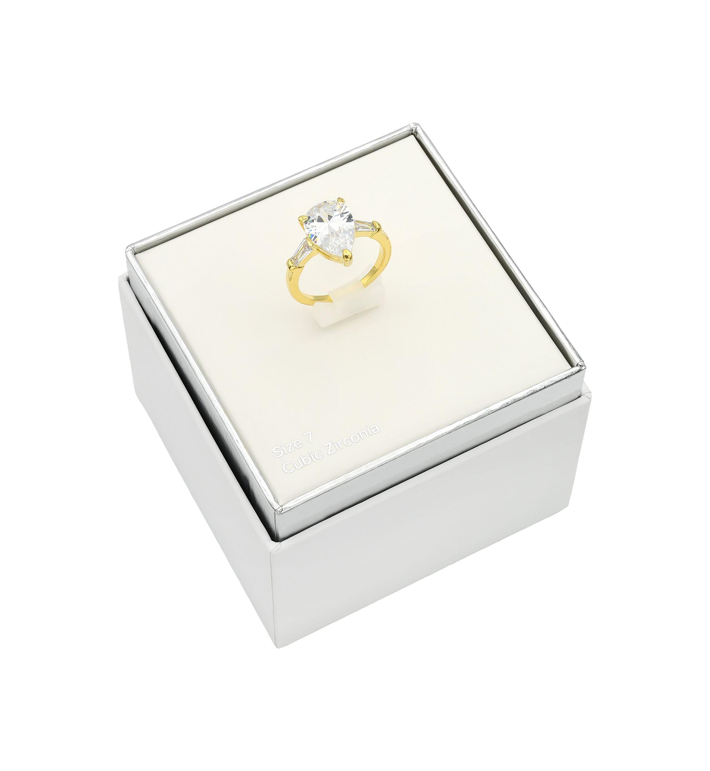 Gold Tone Pear Cubic Zirconia Ring