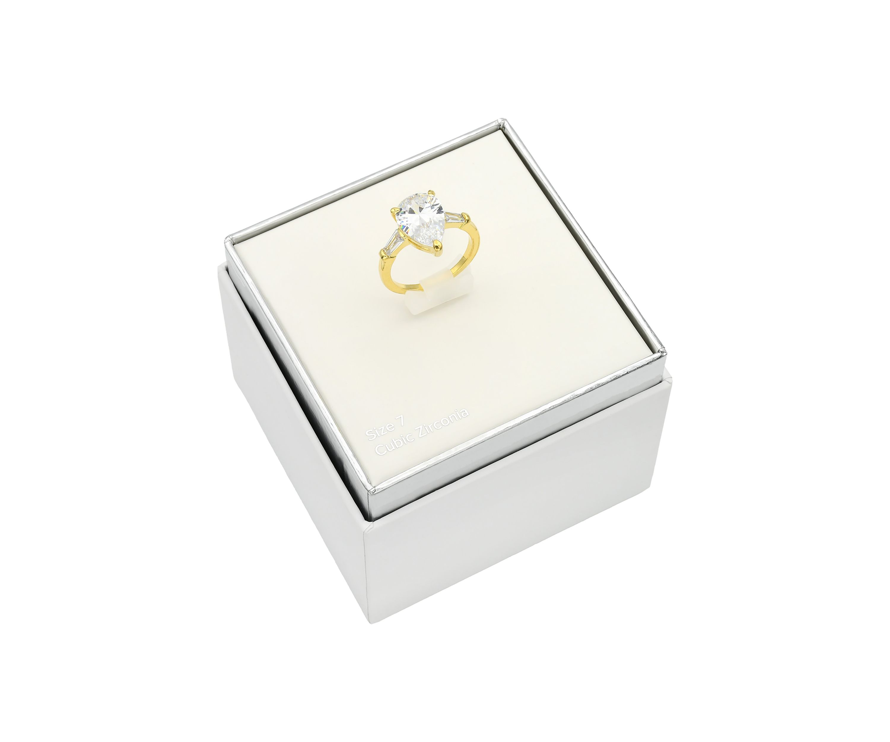 Gold Tone Pear Cubic Zirconia Ring