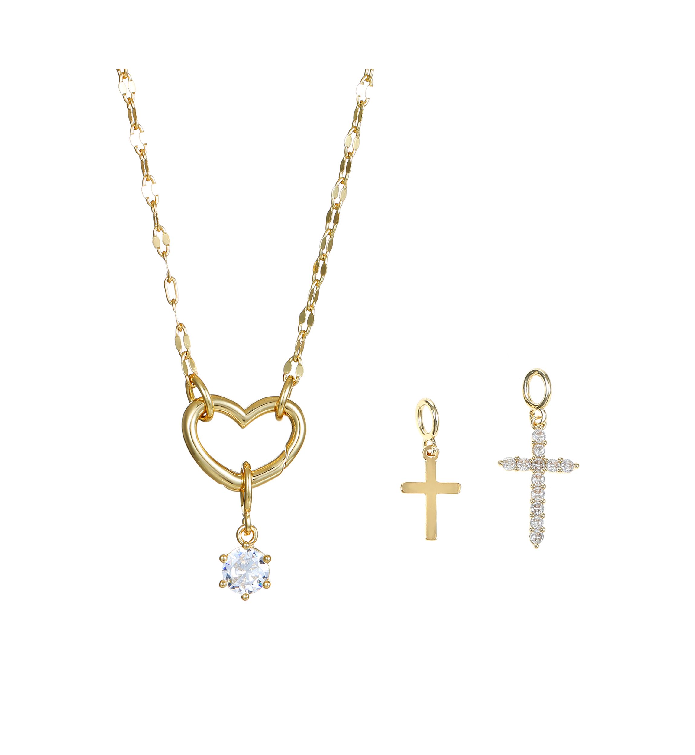 Lab Created Carabiner Faith Themed Interchangeable Charms Necklace
