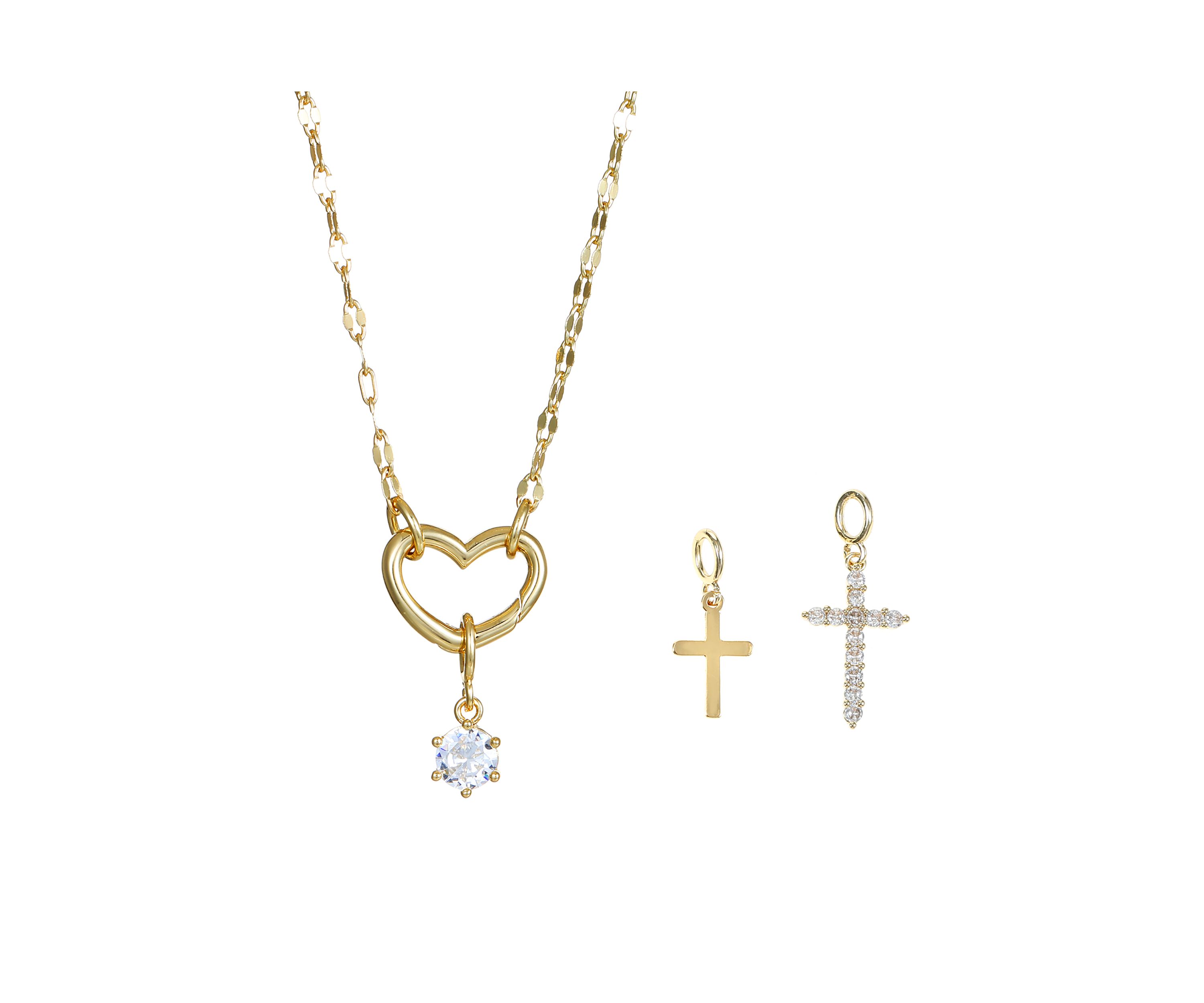 Lab Created Carabiner Faith Themed Interchangeable Charms Necklace