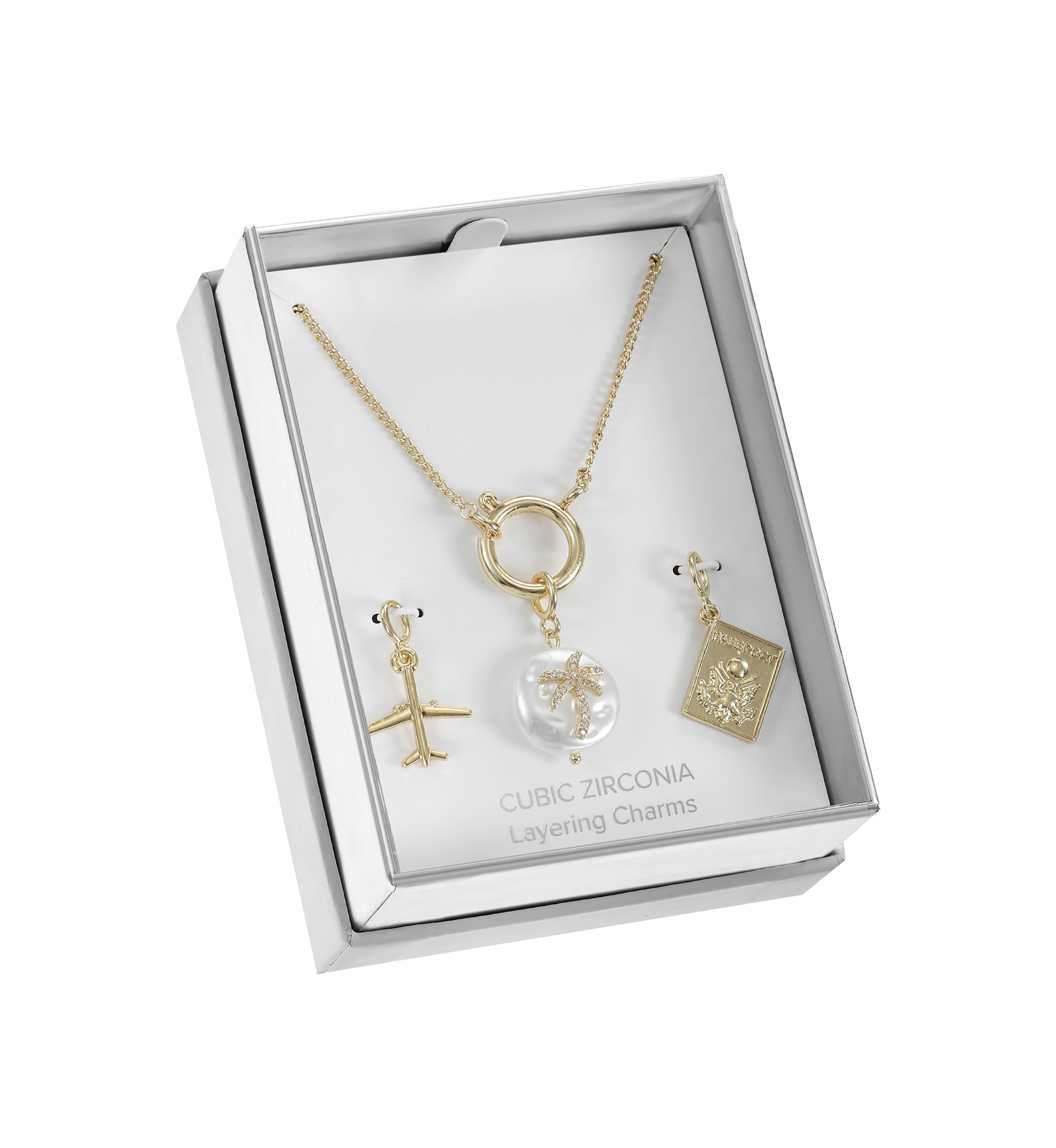Lab Created Carabiner Travel Themed Interchangeable Charms Necklace