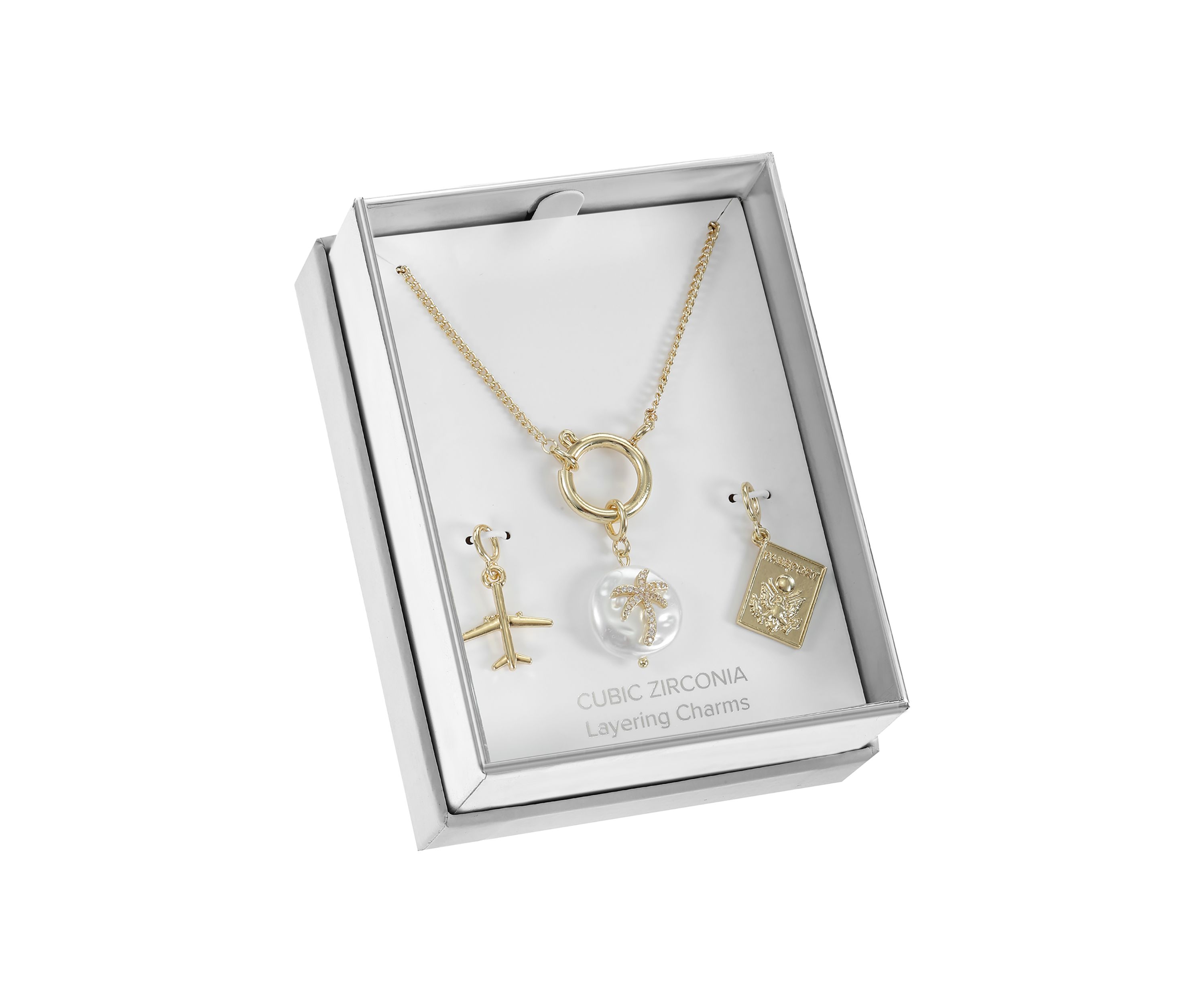 Lab Created Carabiner Travel Themed Interchangeable Charms Necklace