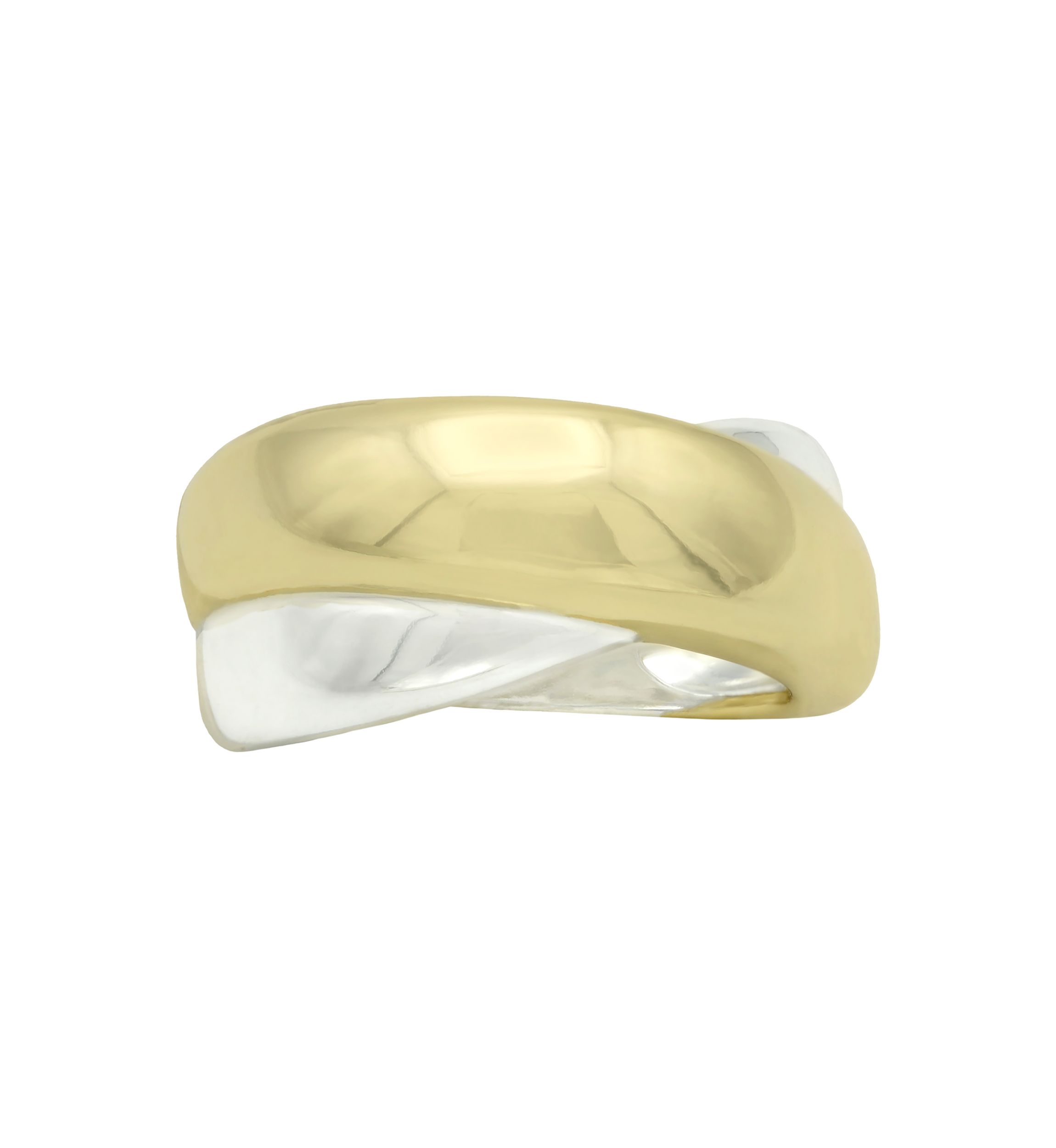 Two Tone Puffy X Polished Band Ring