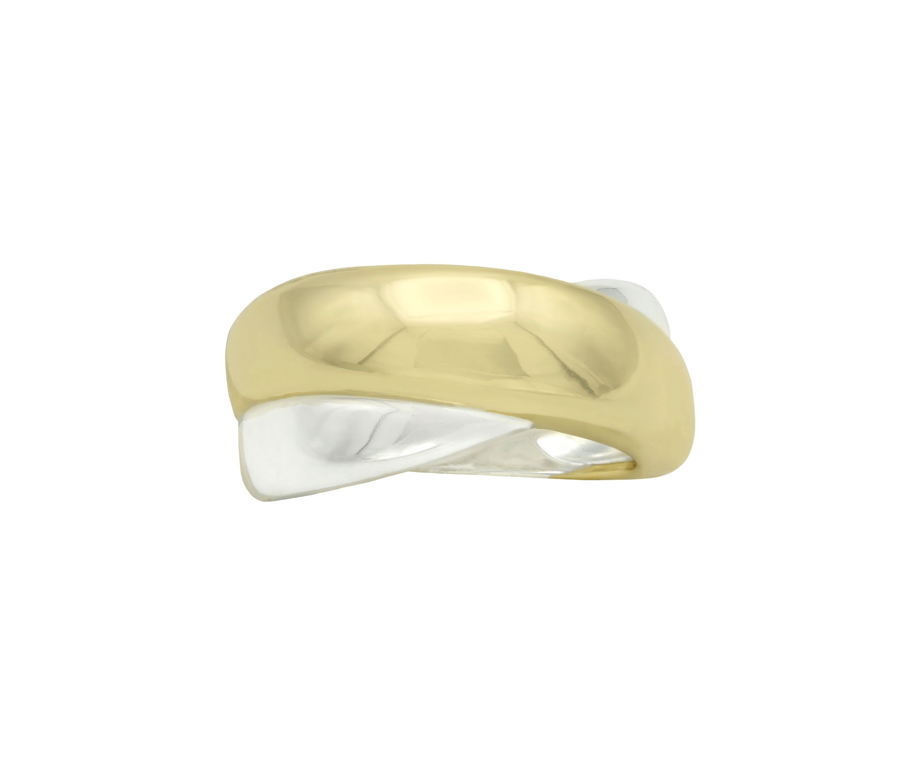 Two Tone Puffy X Polished Band Ring
