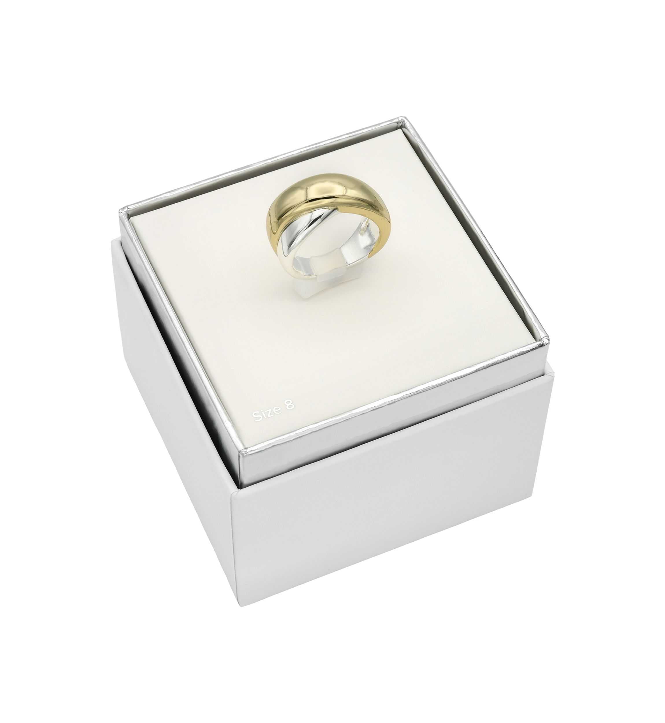 Two Tone Puffy X Polished Band Ring
