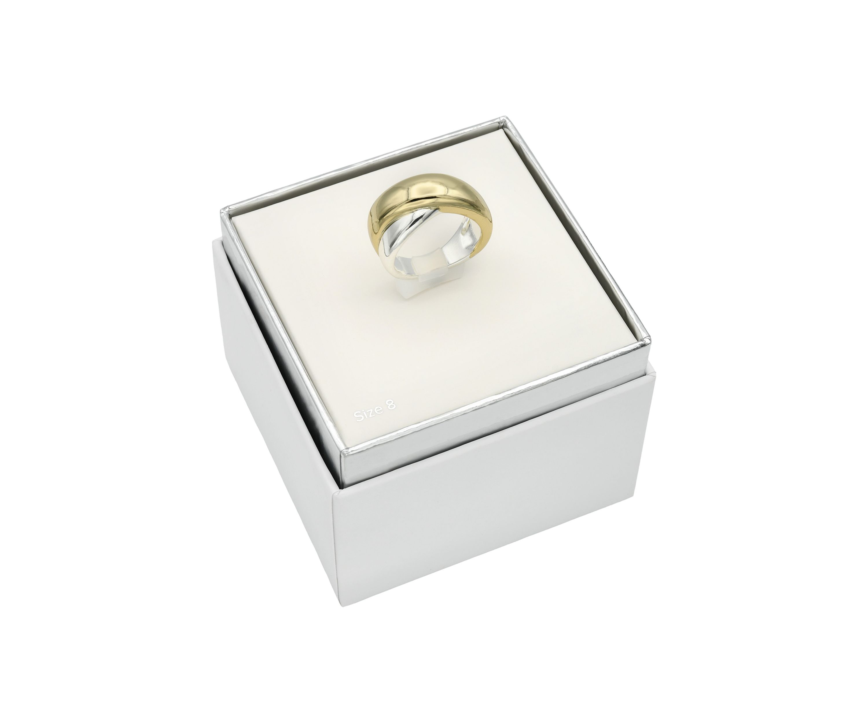Two Tone Puffy X Polished Band Ring