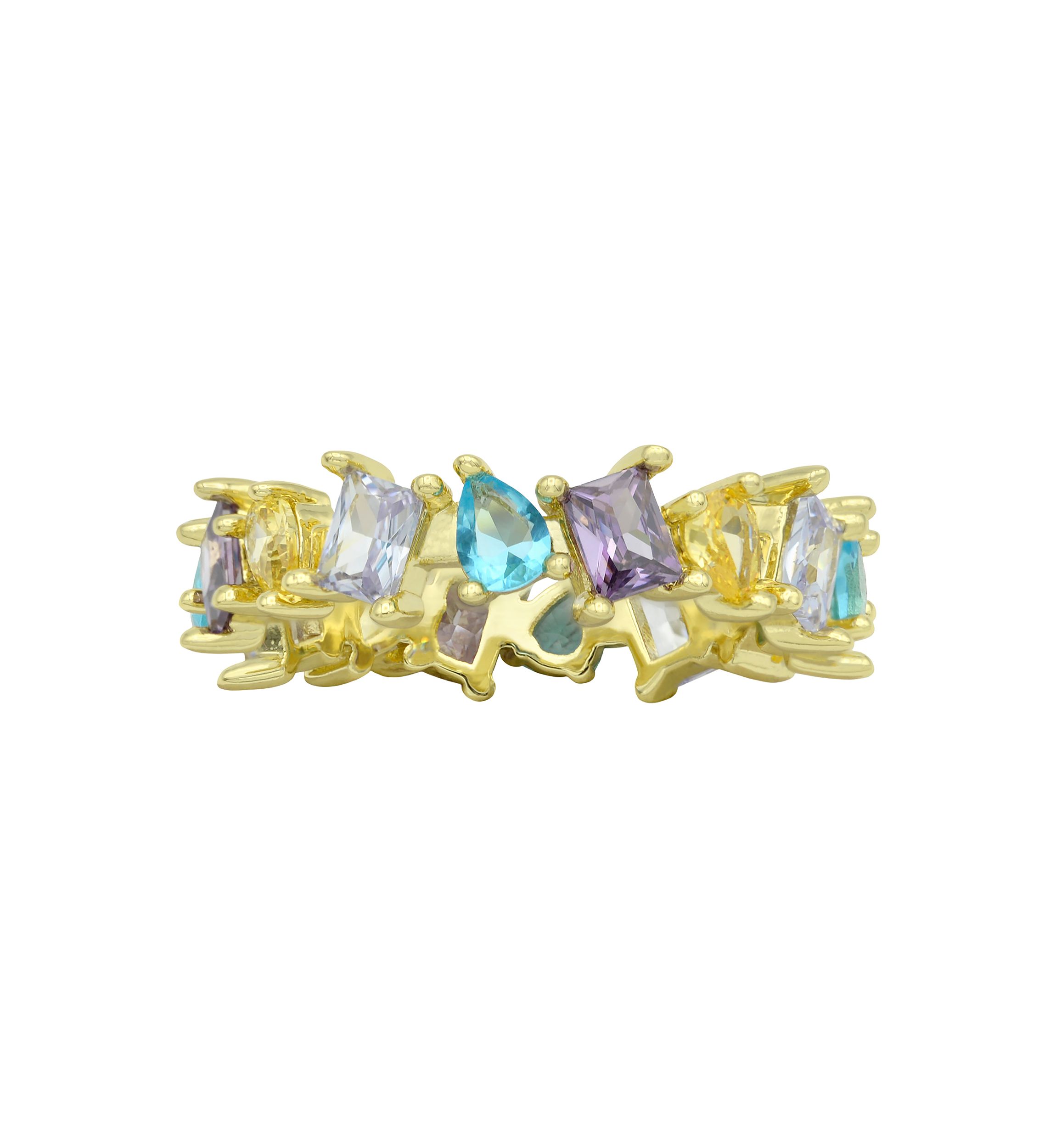 Lab Grown Gold Tone Multi Cubic Zirconia Eternity Band Ring