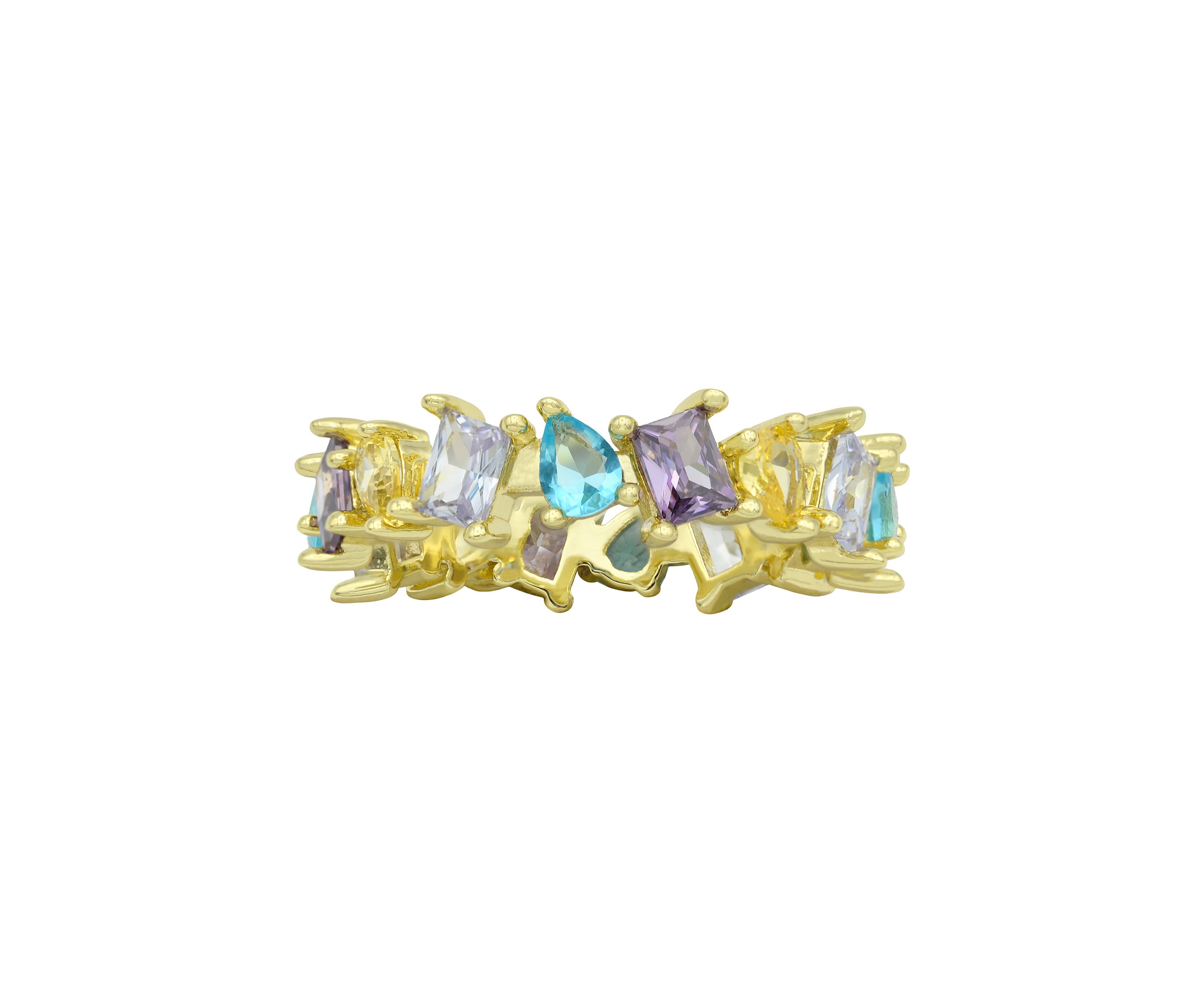 Lab Grown Gold Tone Multi Cubic Zirconia Eternity Band Ring