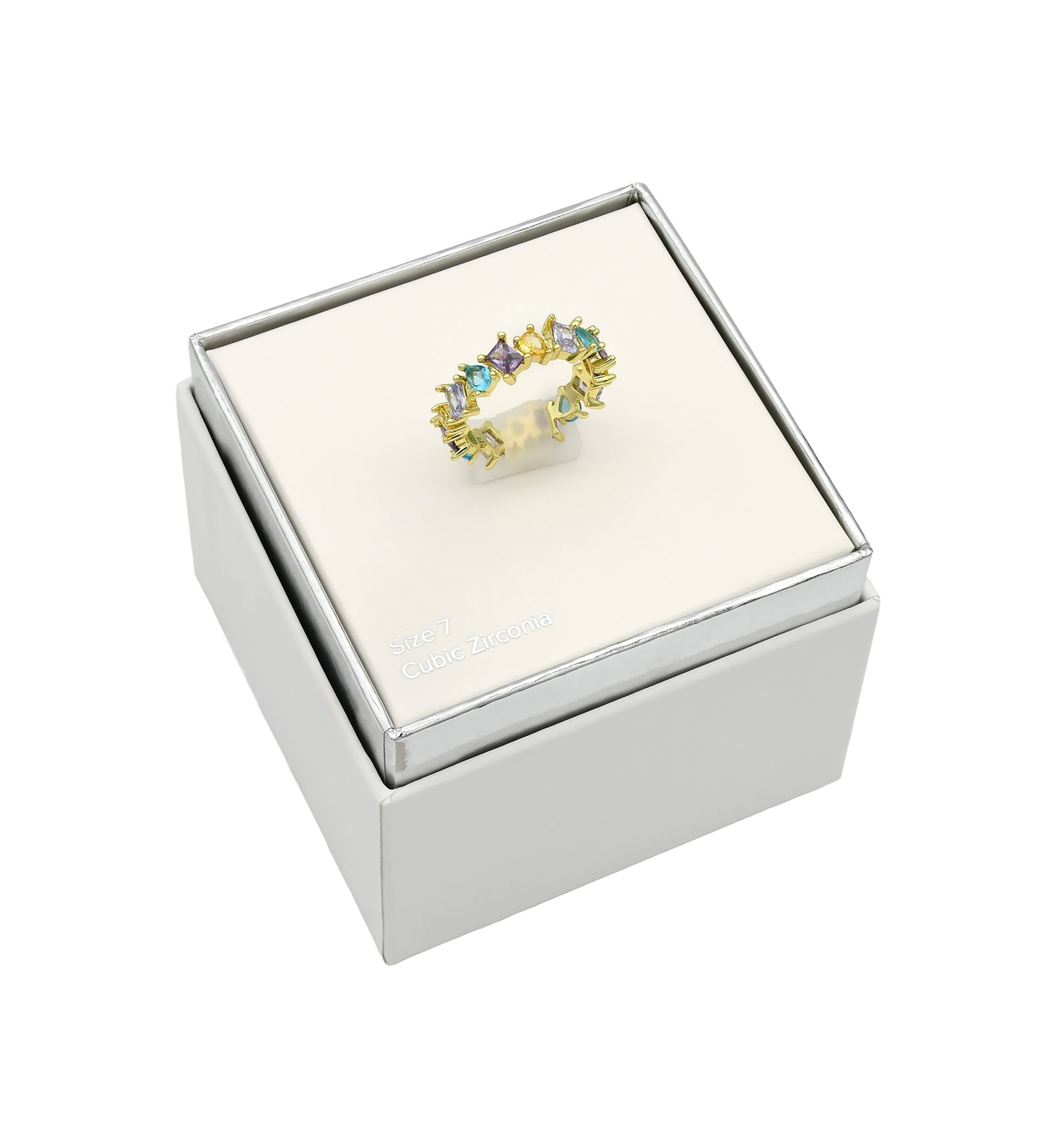 Lab Grown Gold Tone Multi Cubic Zirconia Eternity Band Ring
