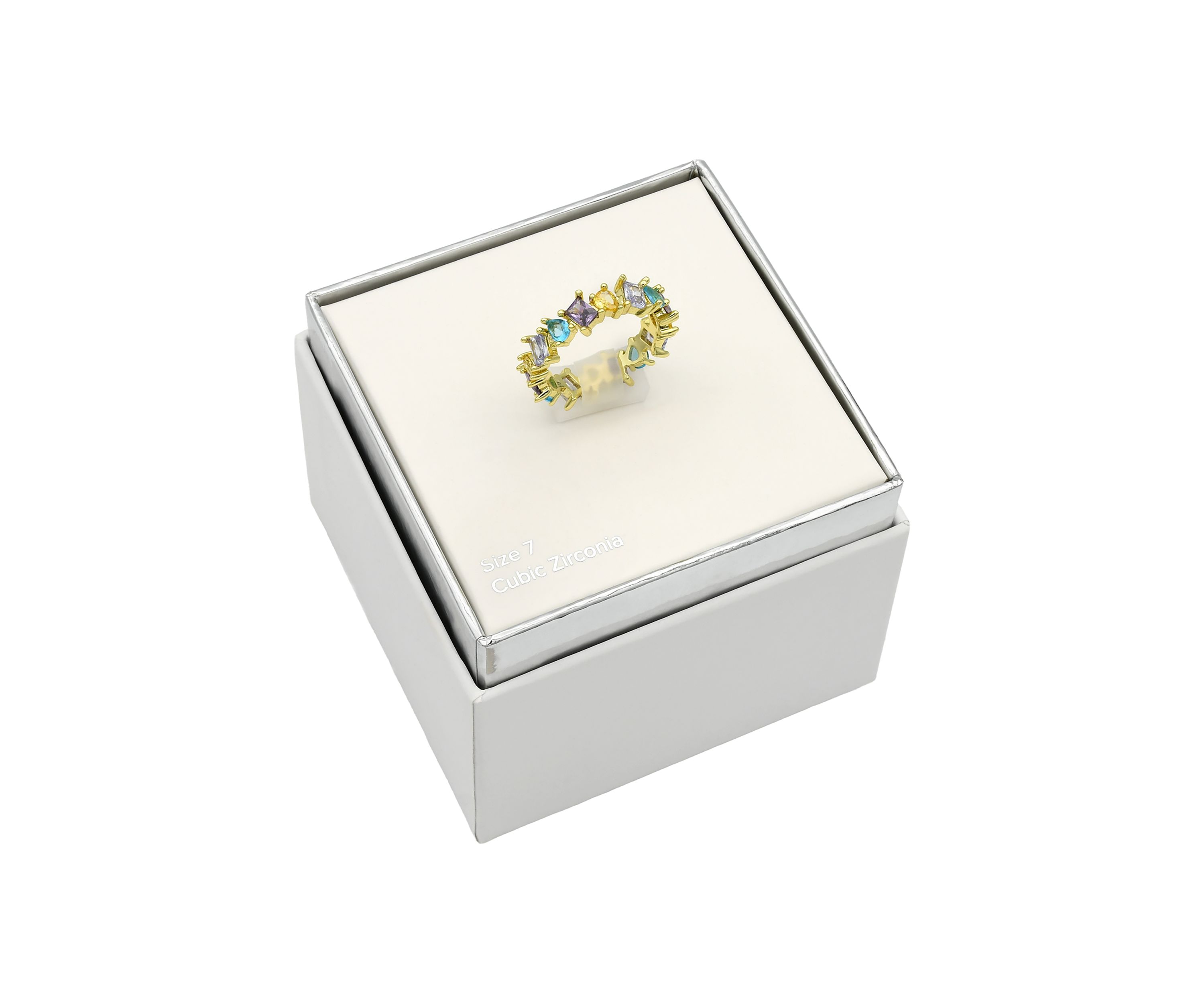 Lab Grown Gold Tone Multi Cubic Zirconia Eternity Band Ring