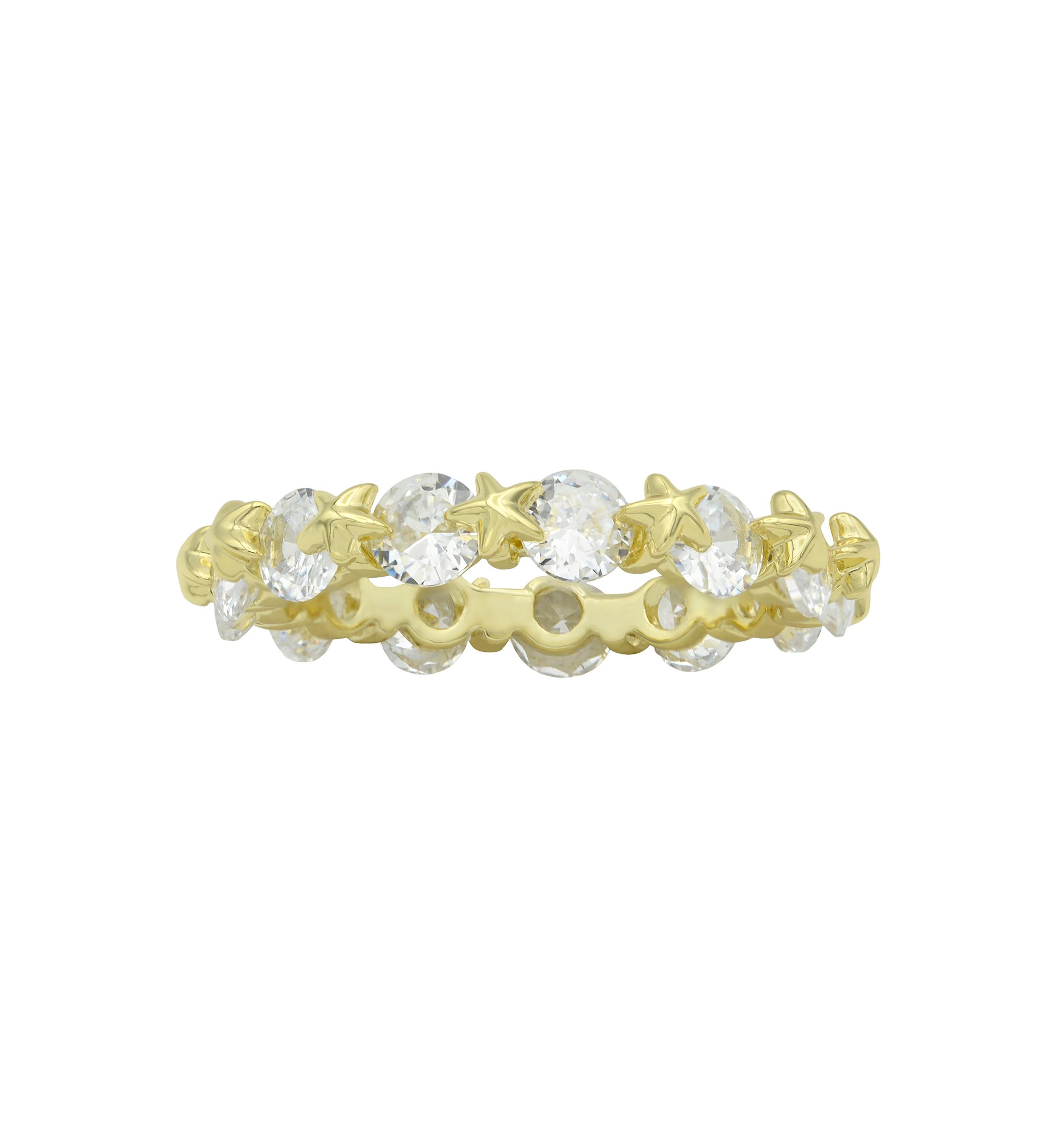 Lab Grown Gold Tone Round CZ Eternity Band Ring