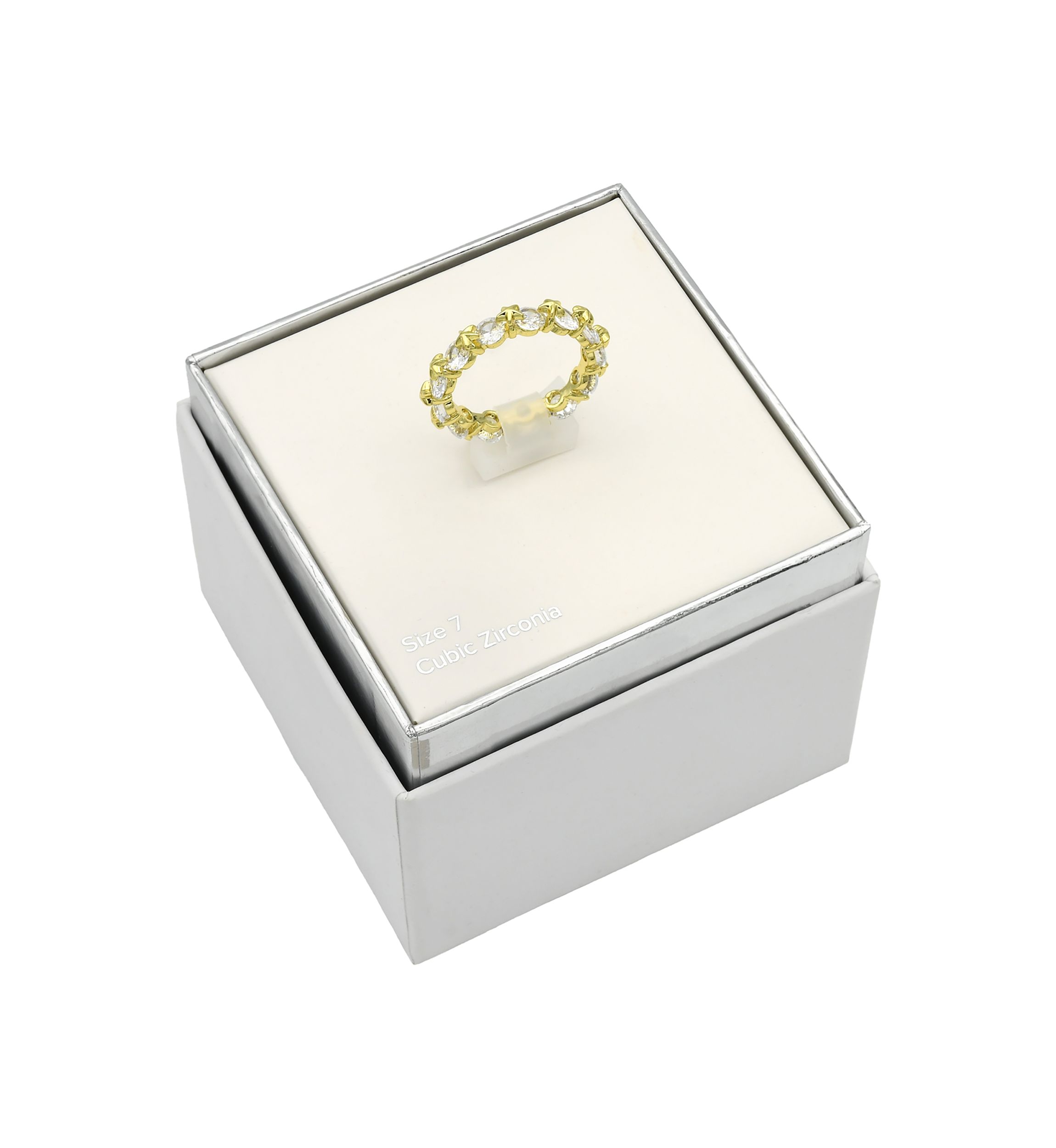 Lab Grown Gold Tone Round CZ Eternity Band Ring