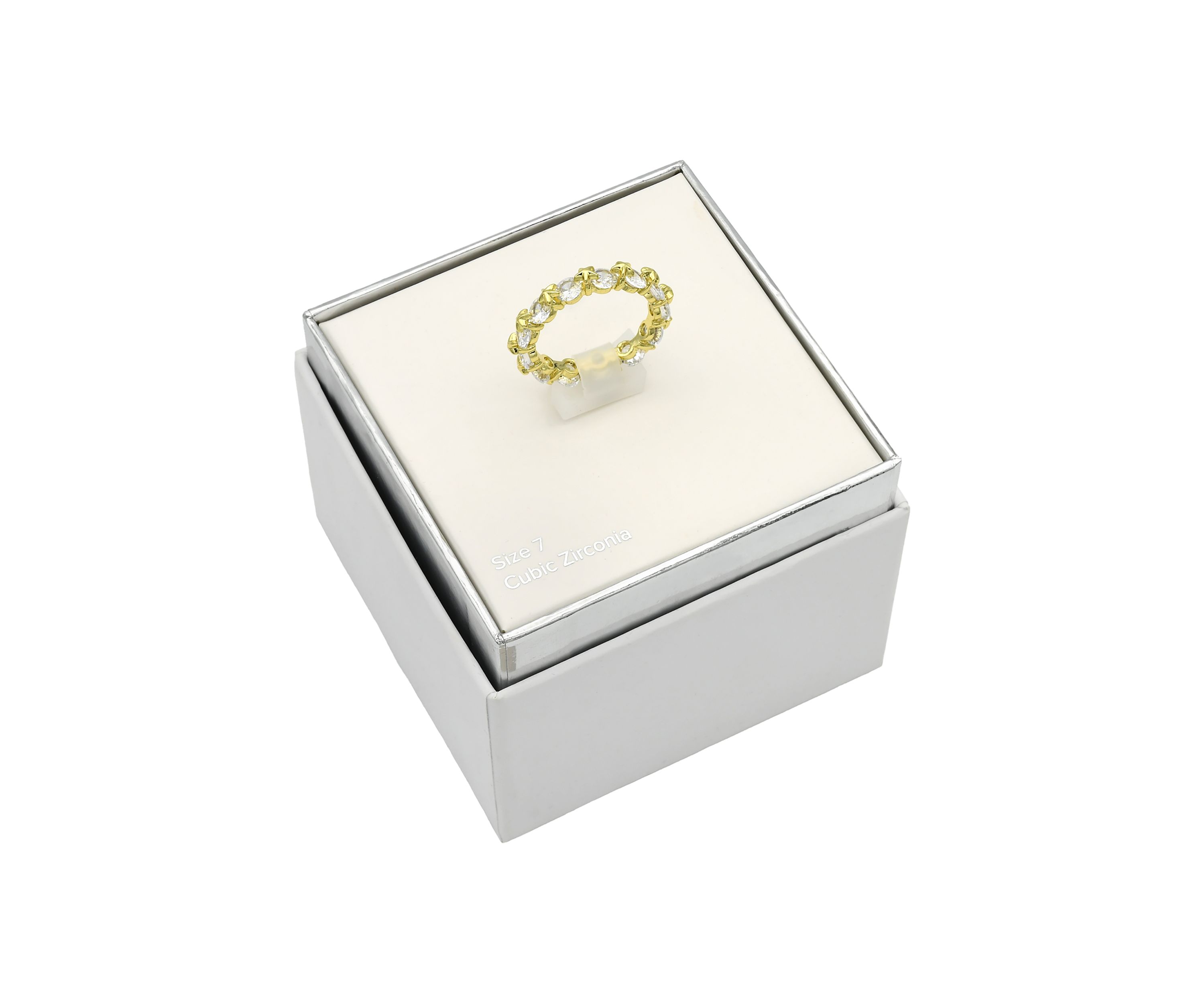 Lab Grown Gold Tone Round CZ Eternity Band Ring