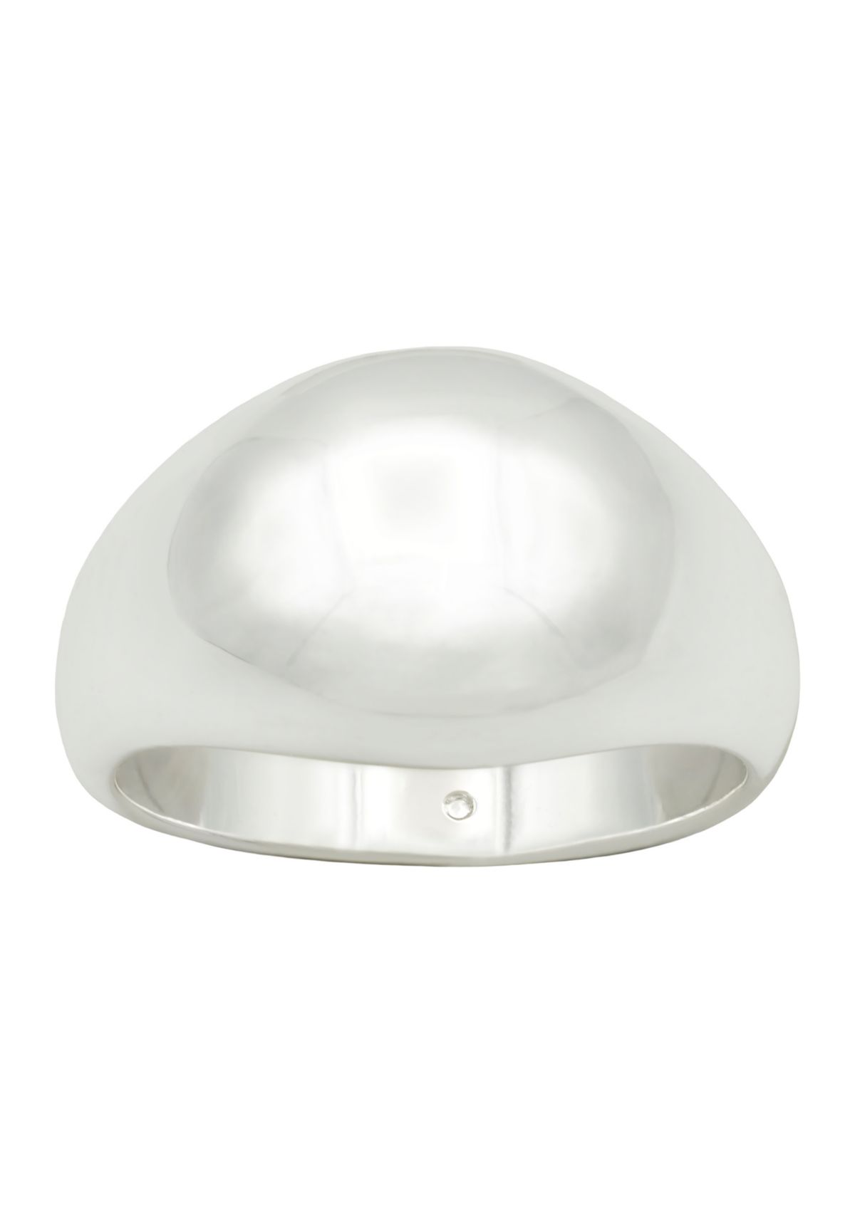 Silver Tone Dome Signet Ring