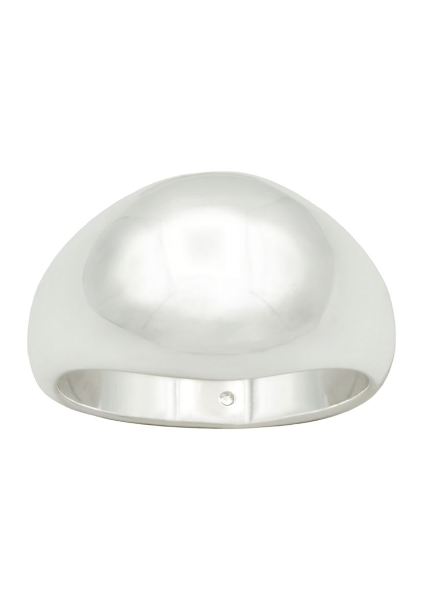 Silver Tone Dome Signet Ring