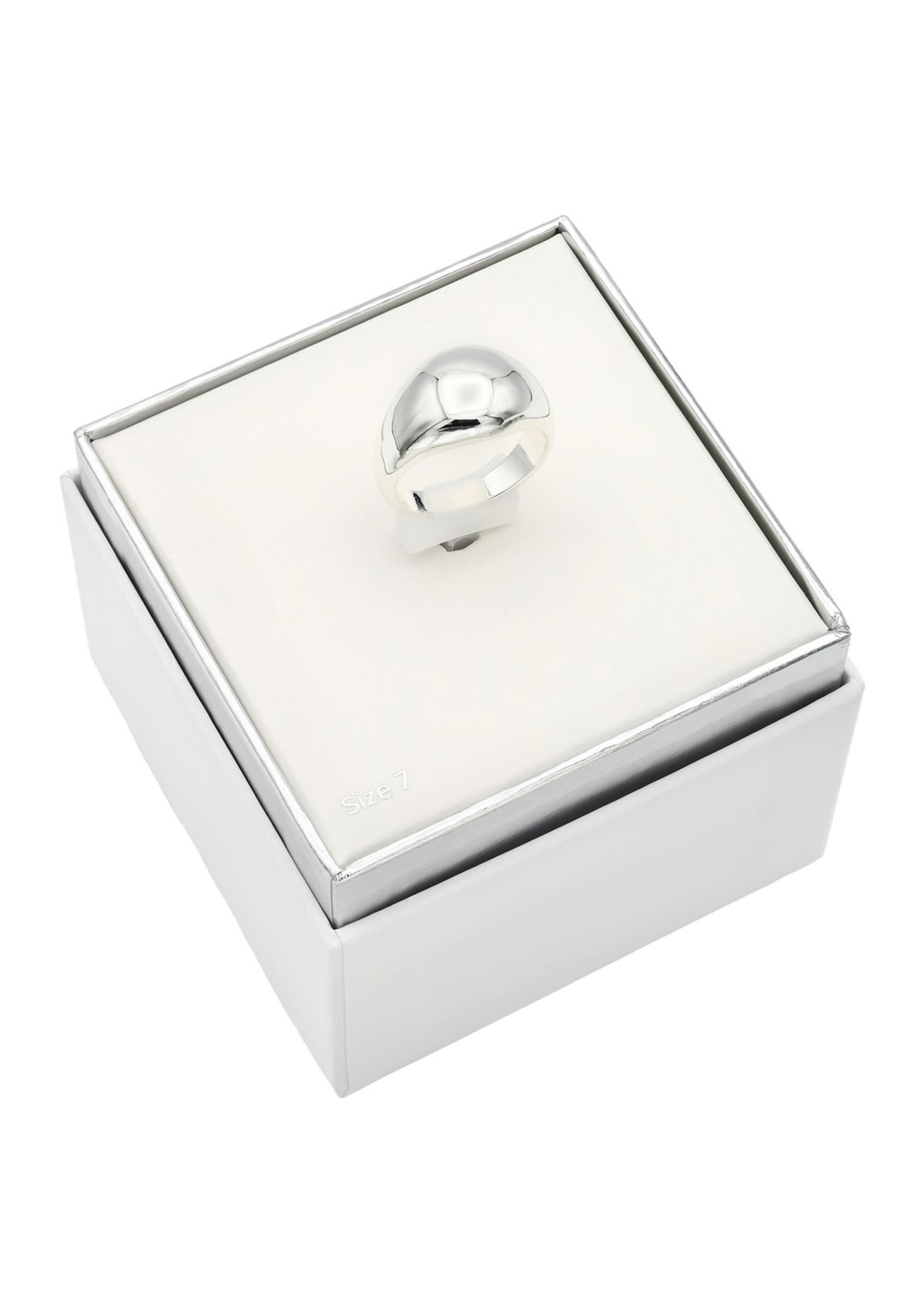 Silver Tone Dome Signet Ring