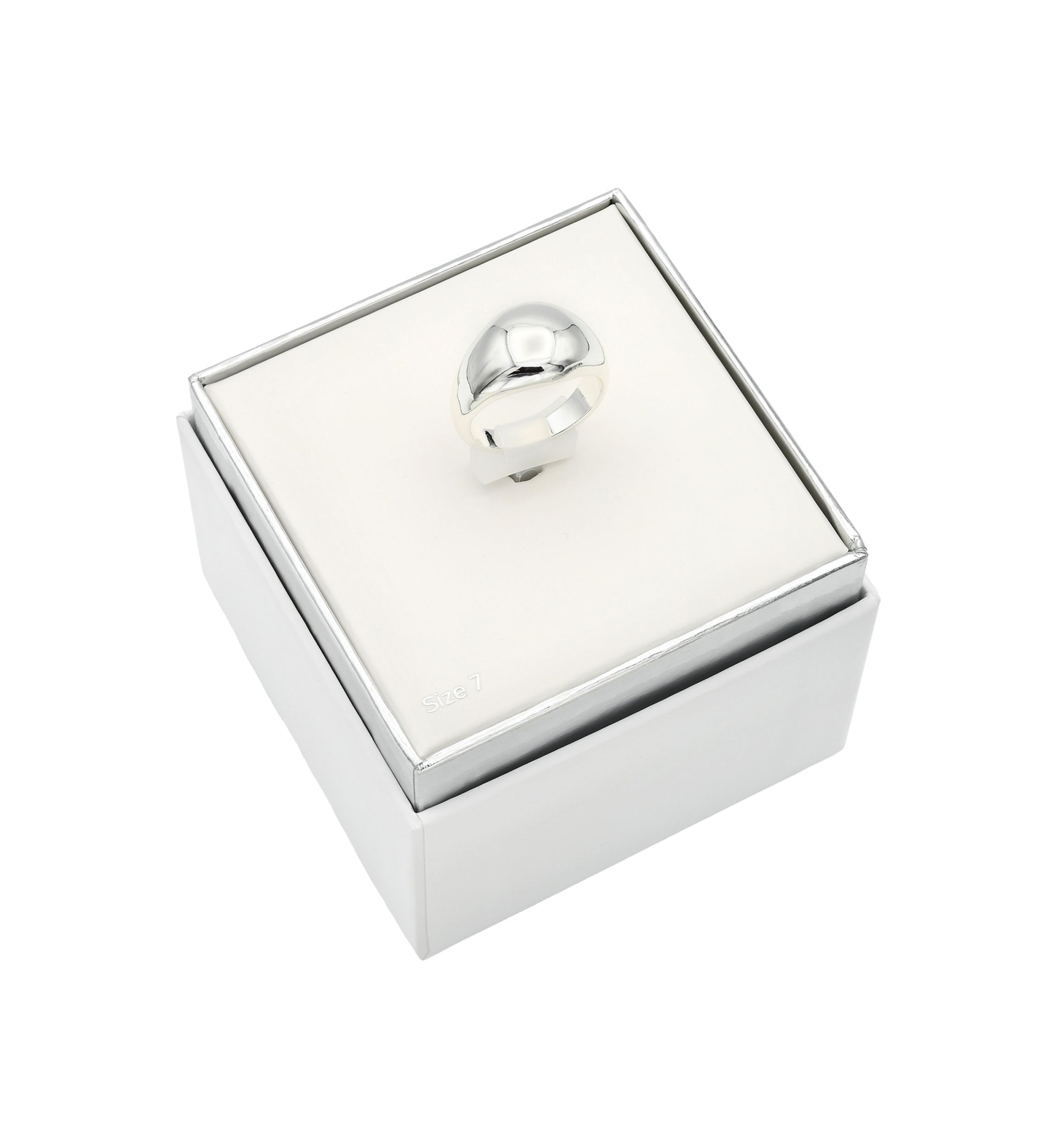 Silver Tone Dome Signet Ring