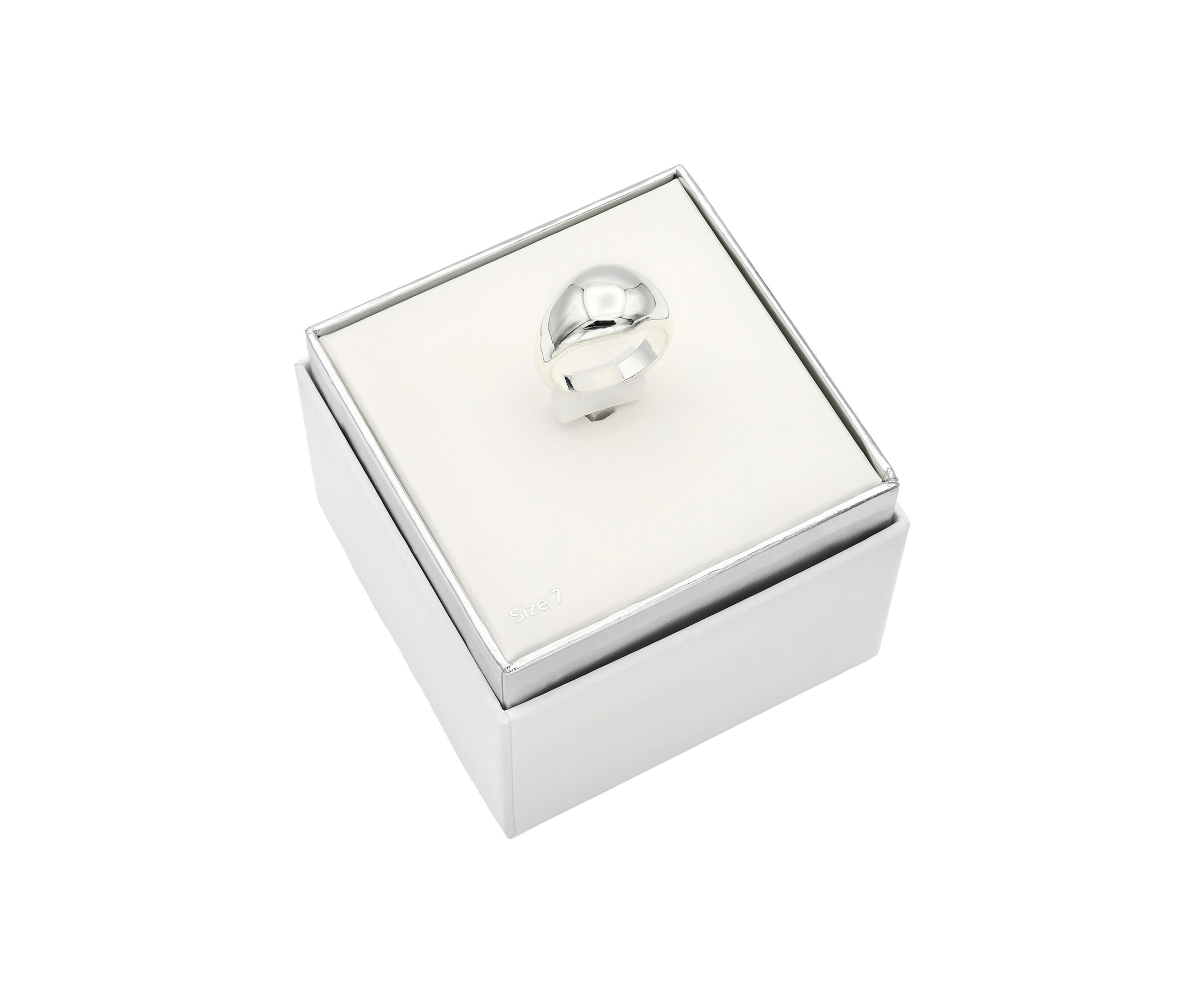 Silver Tone Dome Signet Ring