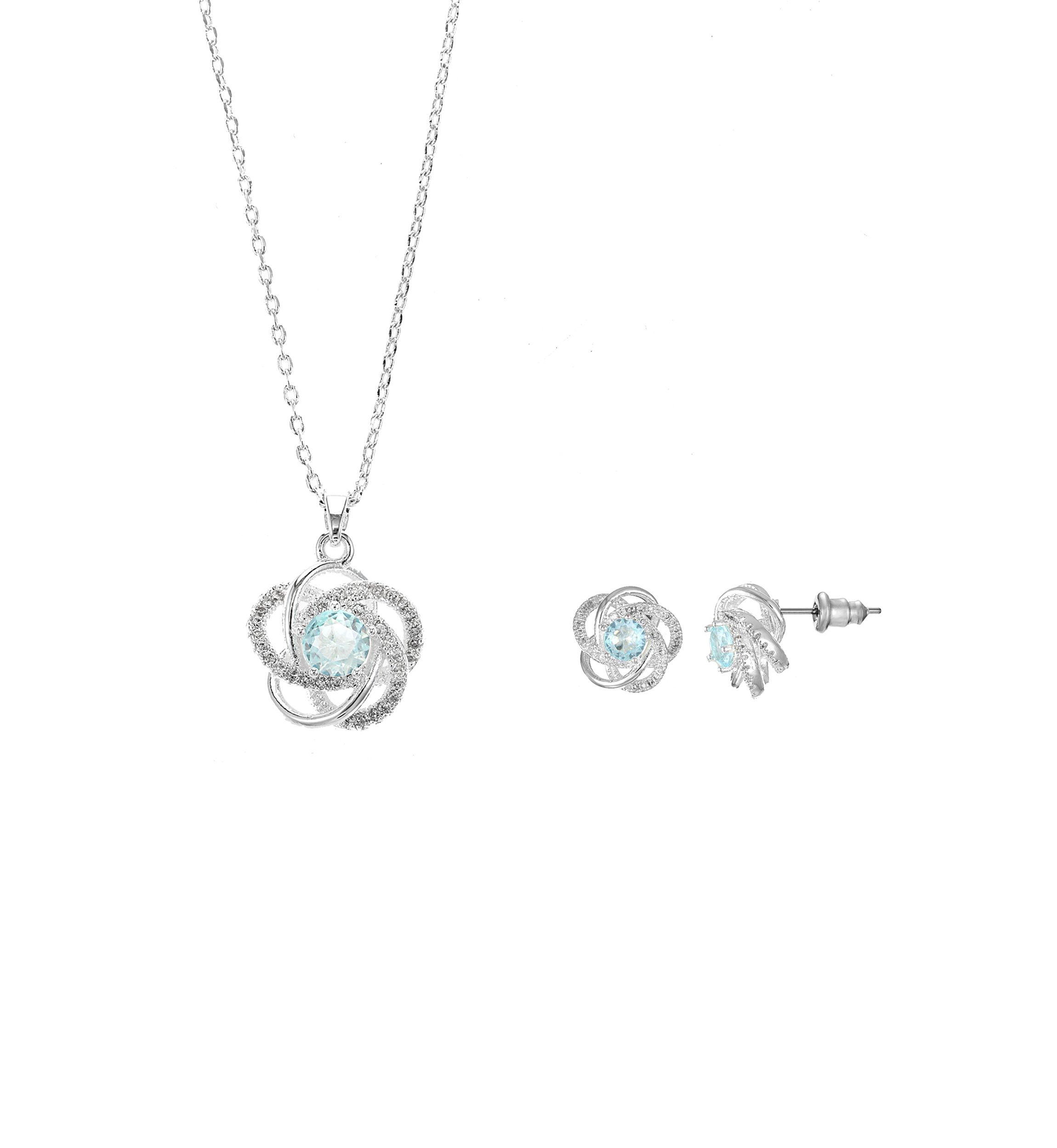 Lab Created Silver Tone Pave CZ Twist Necklace and Earring set