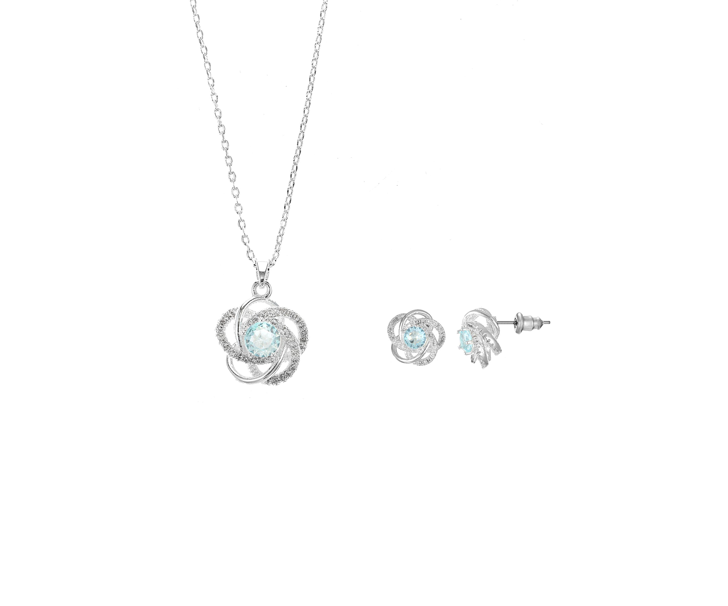 Lab Created Silver Tone Pave CZ Twist Necklace and Earring set