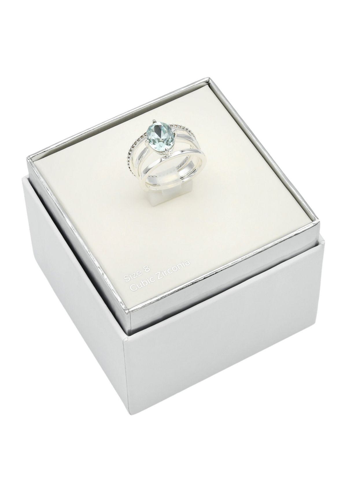 Silver Tone Round Trio Crystal Pave Band Ring Set