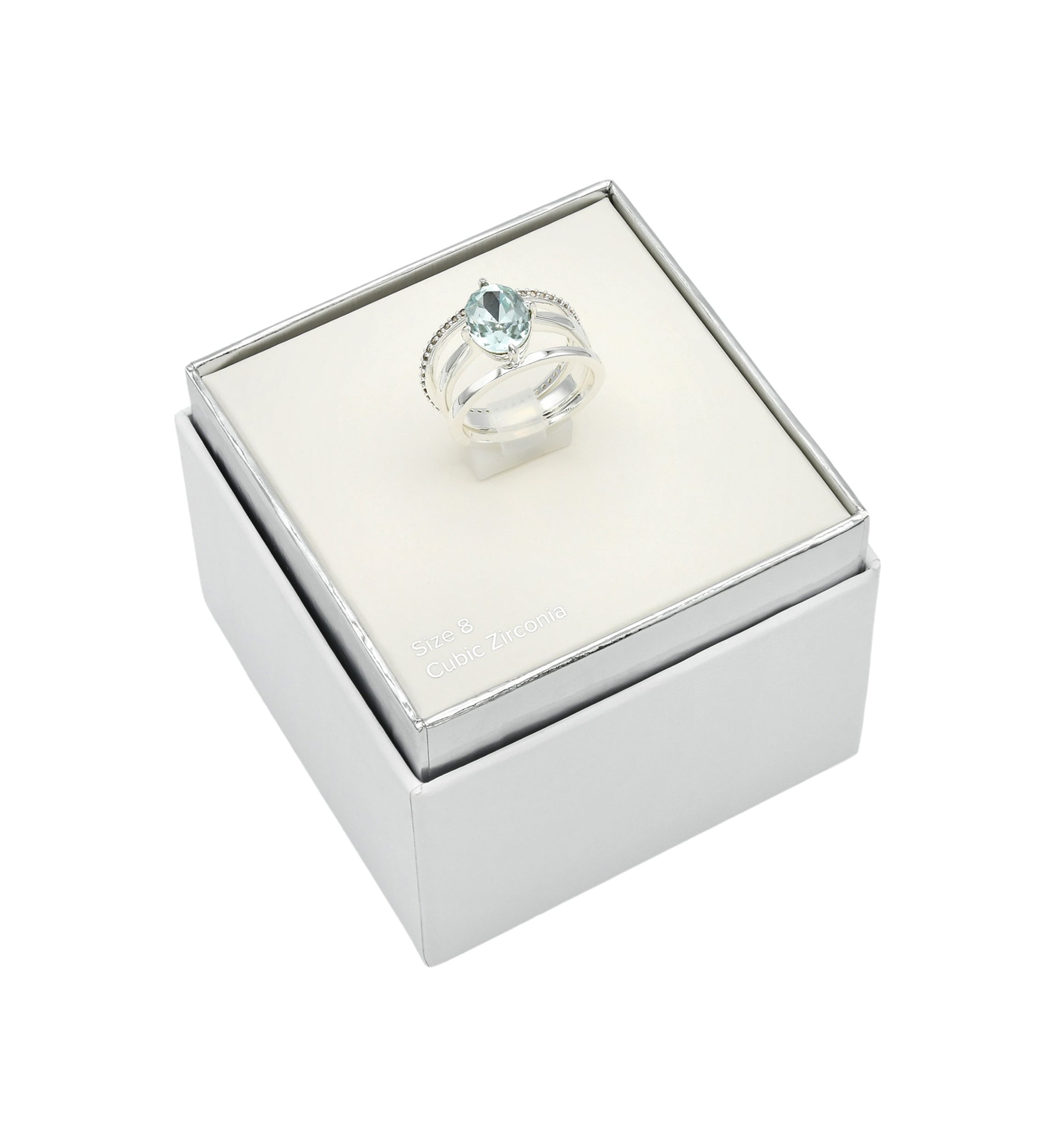 Silver Tone Round Trio Crystal Pave Band Ring Set
