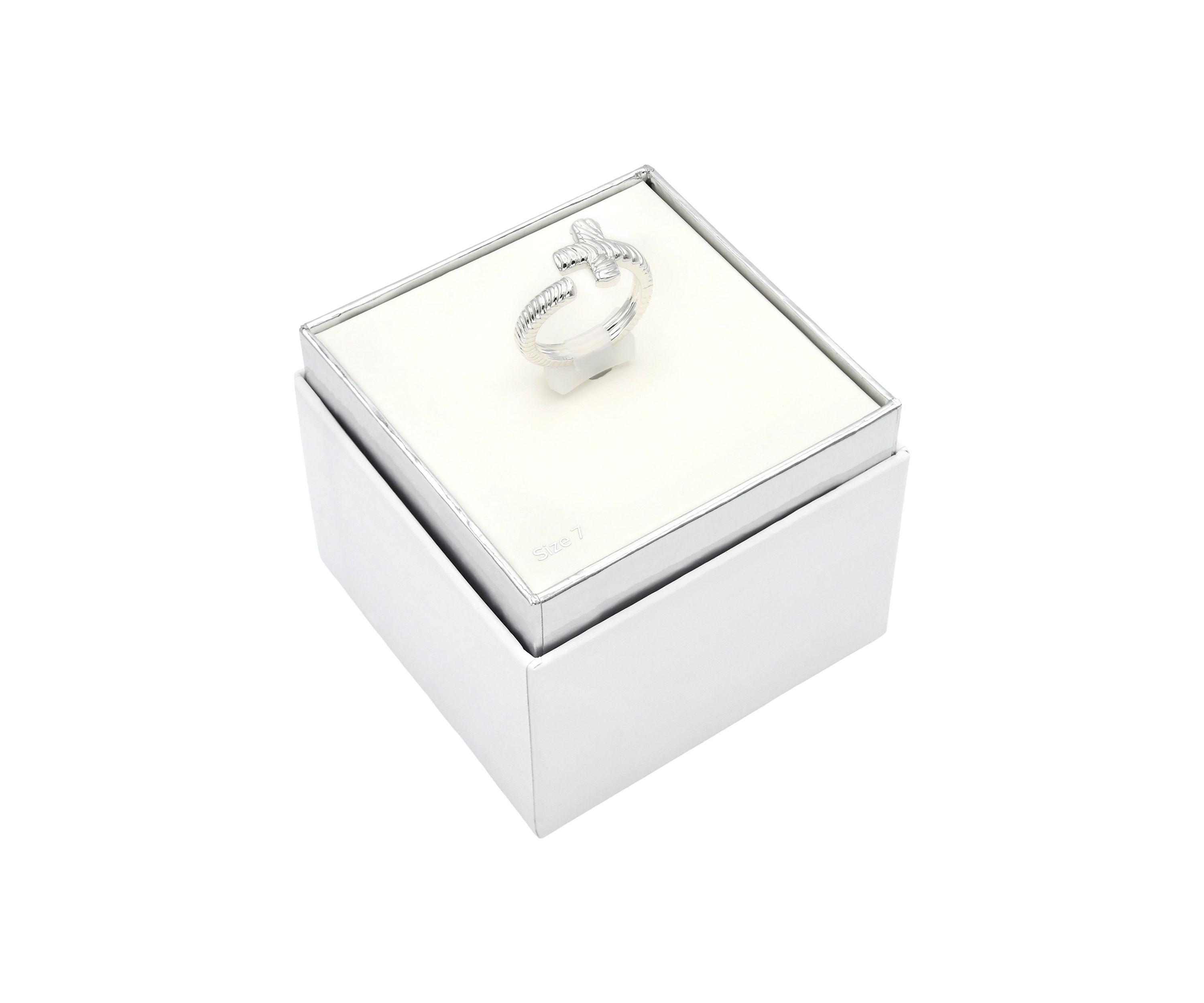 Silver Tone Textured Cross Wrap Ring