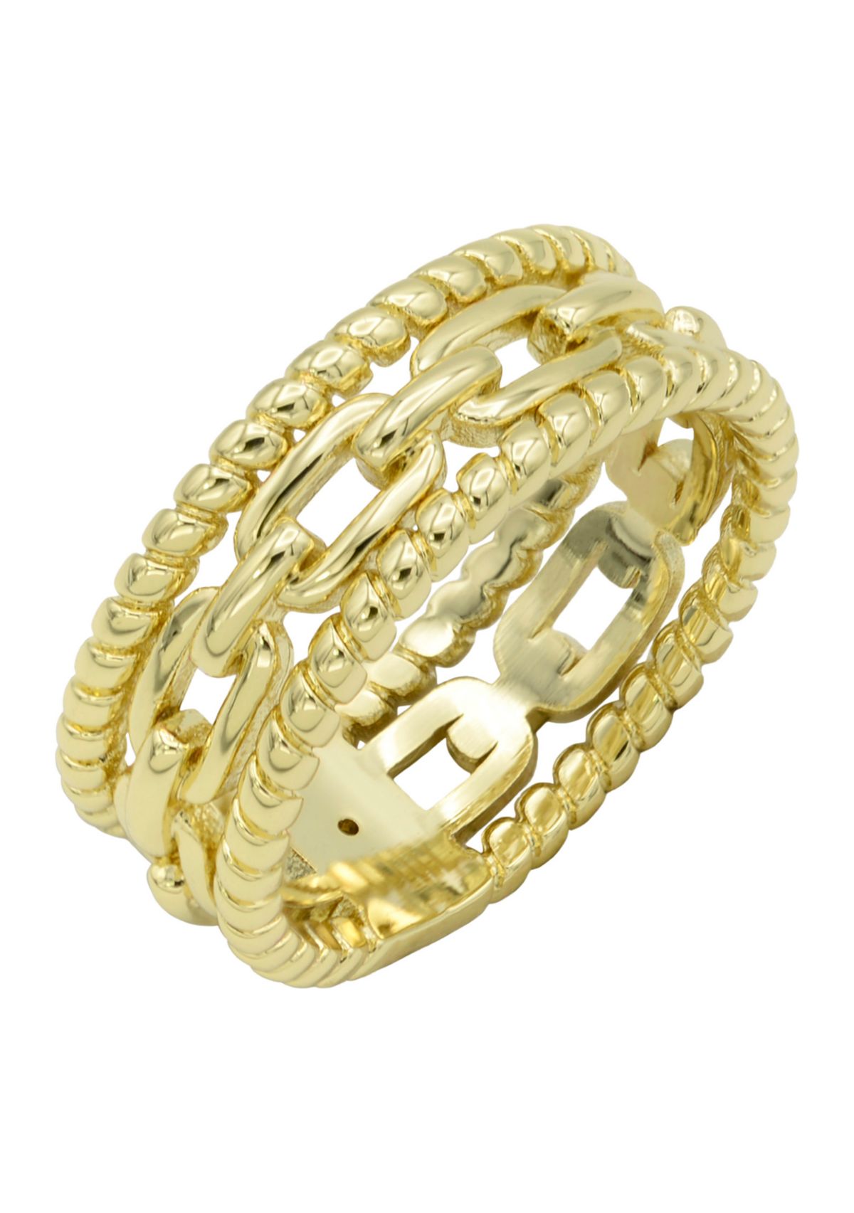 Gold Tone Open Link and Rope Band