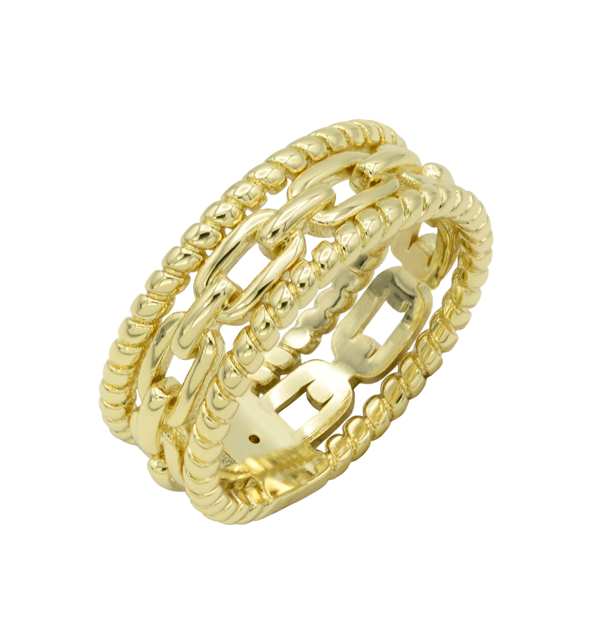 Gold Tone Open Link and Rope Band