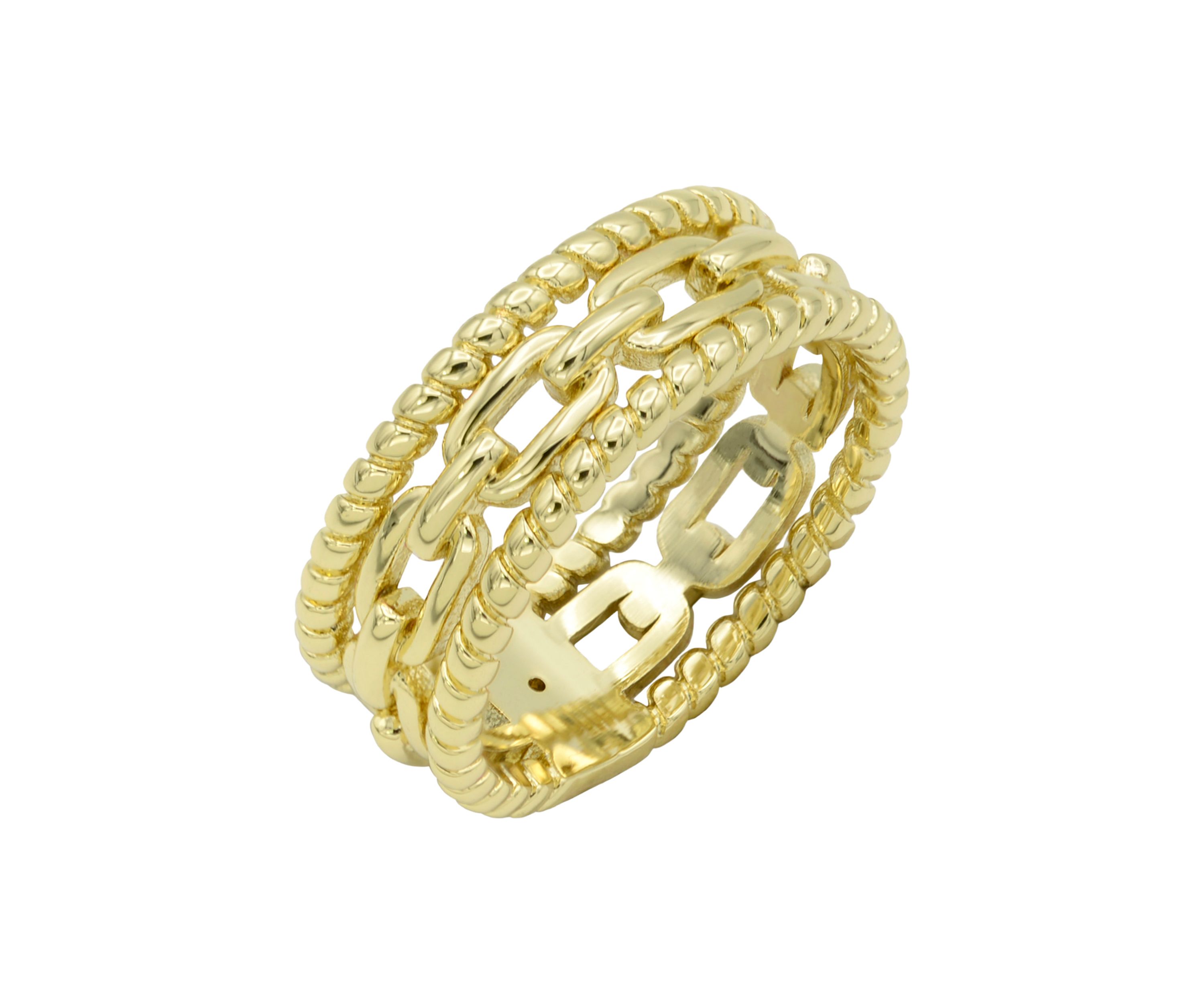 Gold Tone Open Link and Rope Band