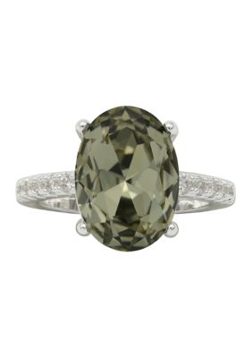 evie  emma Pav&Atilde; Cubic Zirconia Band Oval Stone Ring