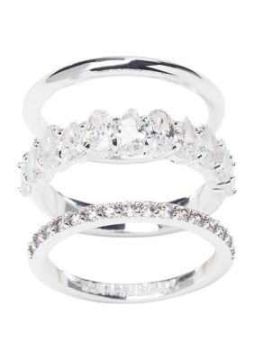evie  emma Marquise Stone Pav&Atilde; Band Ring Set
