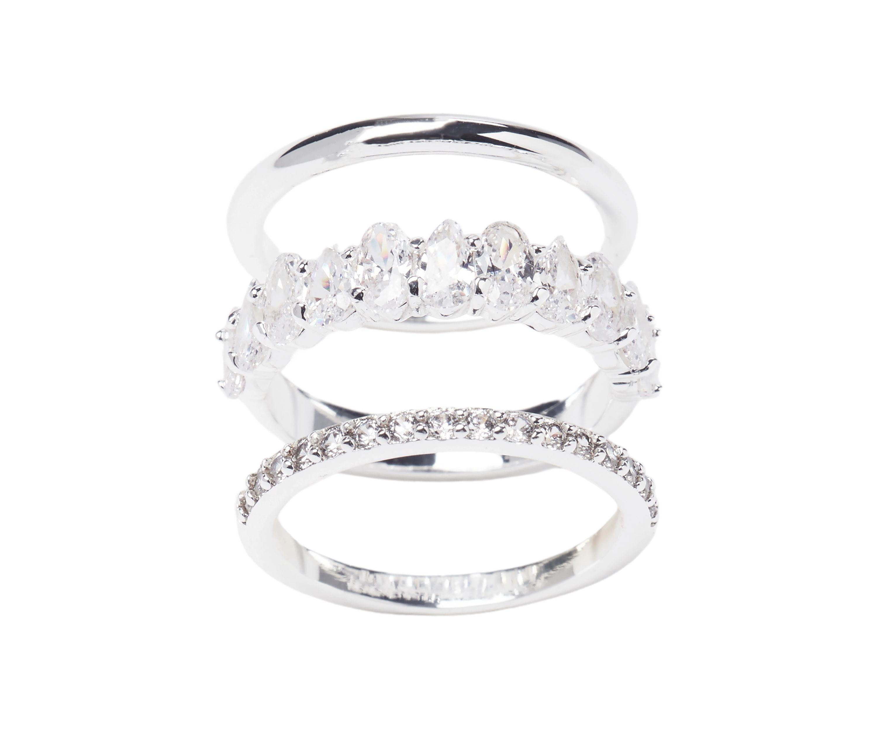 Marquise Stone Pavé Band Ring Set