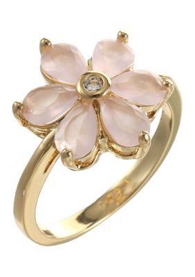 evie & emma Clear Cubic Zirconia Rose Flower Ring