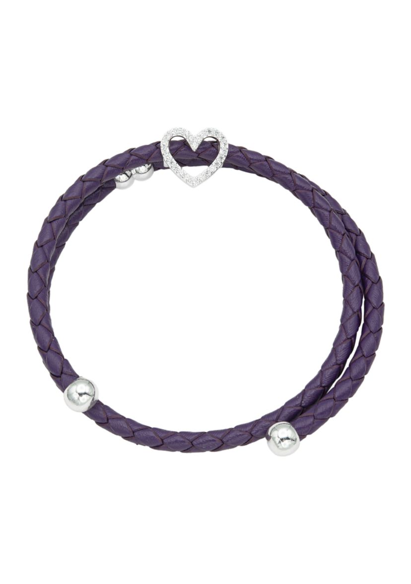 Leather Bracelet With Silver Open Heart