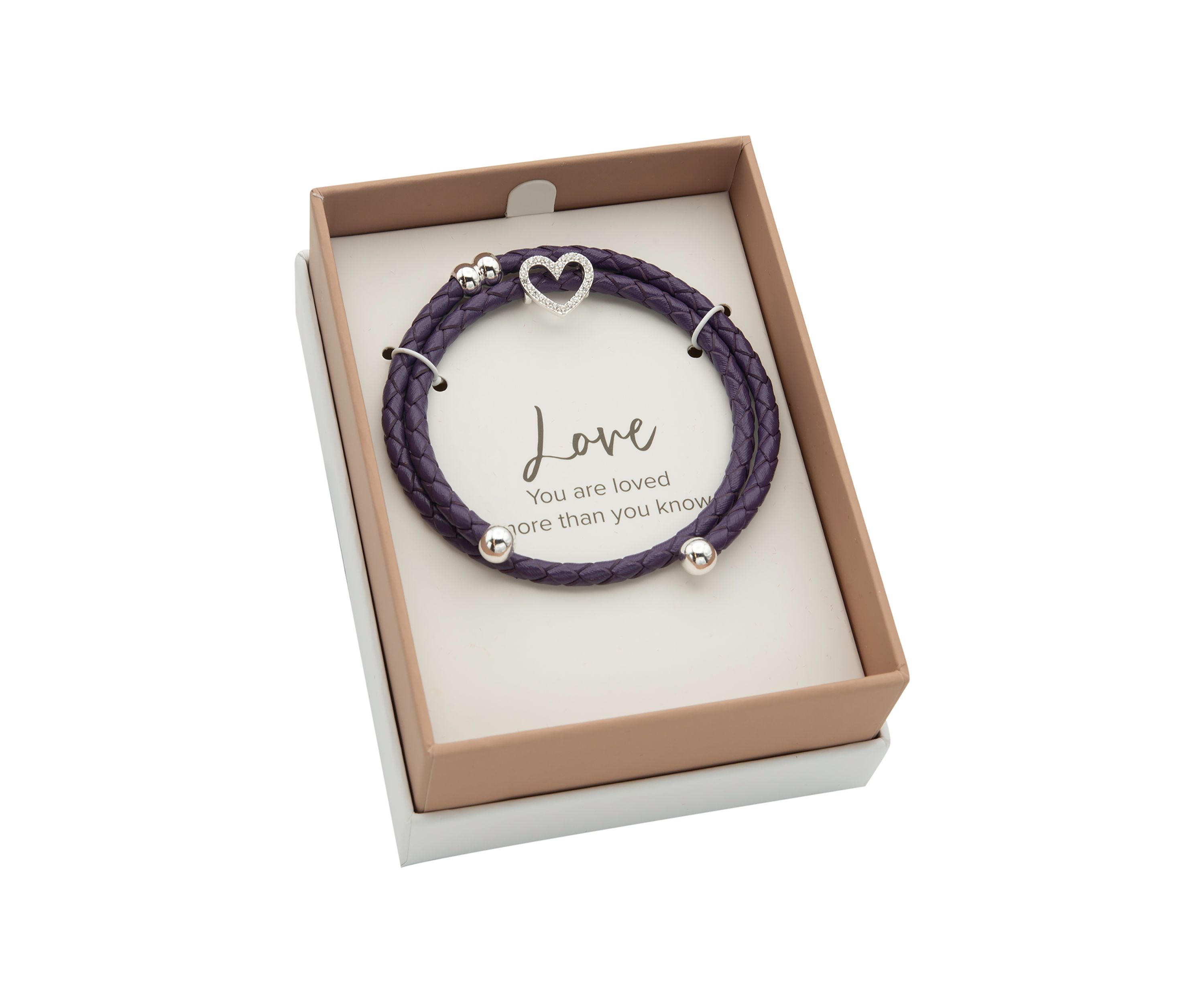 Leather Bracelet With Silver Open Heart
