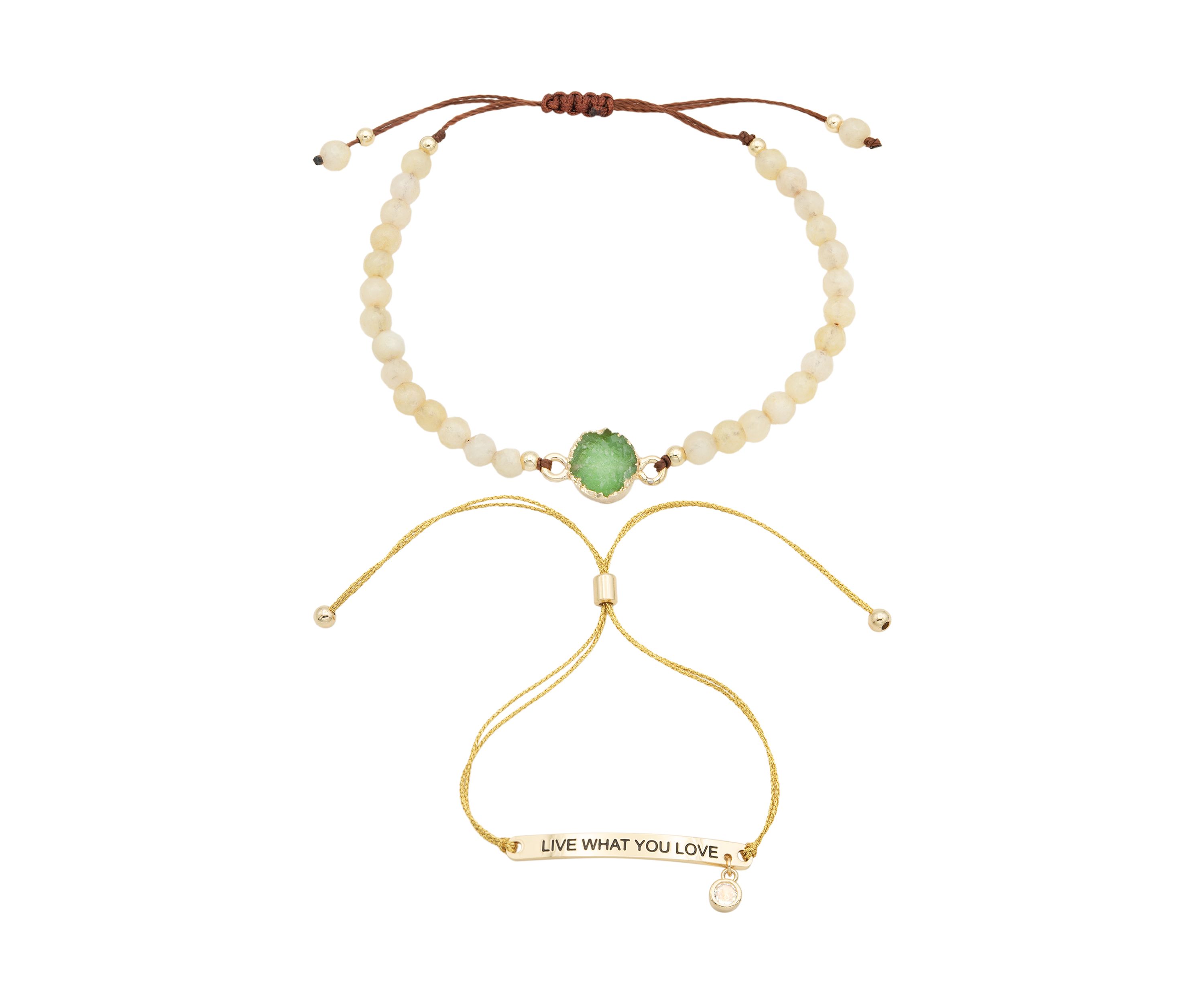 Duo Topez Engraved Gold Bracelets