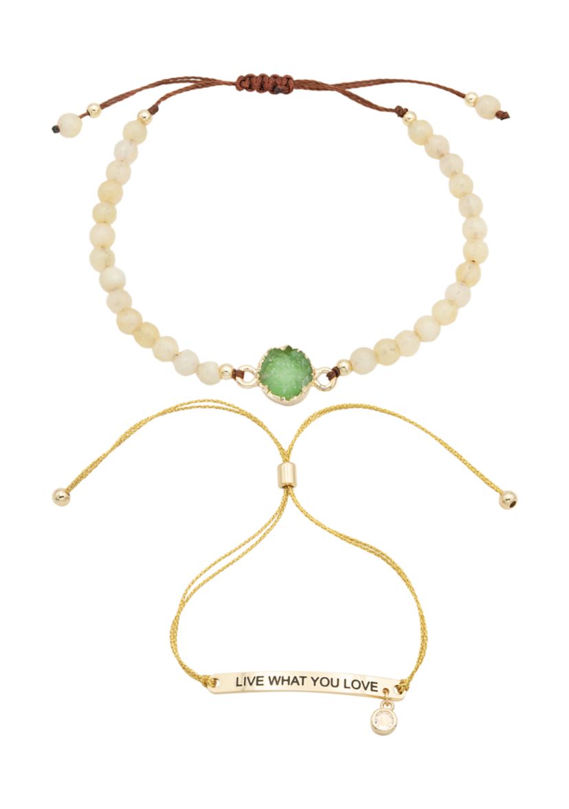 Duo Topez Engraved Gold Bracelets