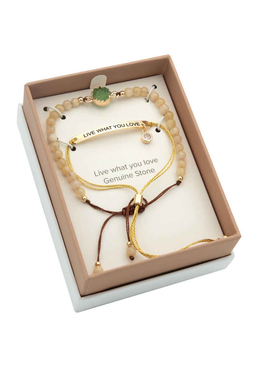 Duo Topez Engraved Gold Bracelets