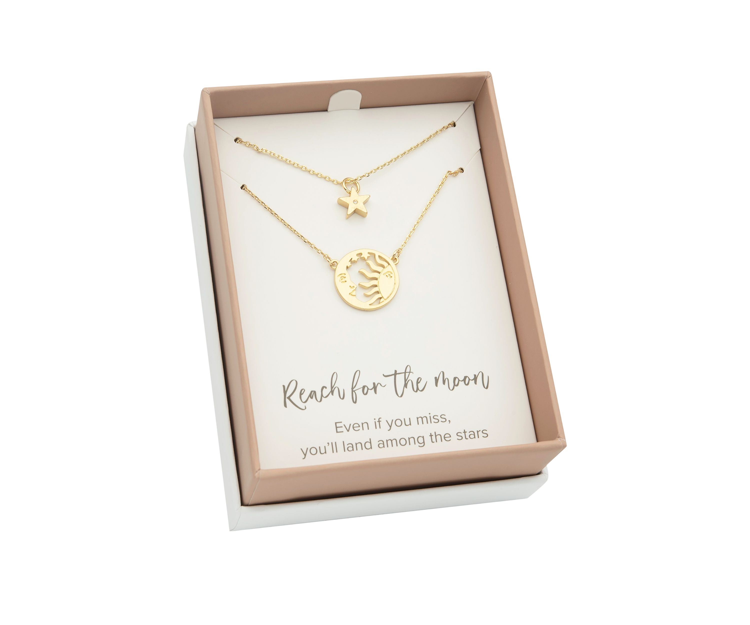 Gold Duo Sun and Moon Pendant Necklace