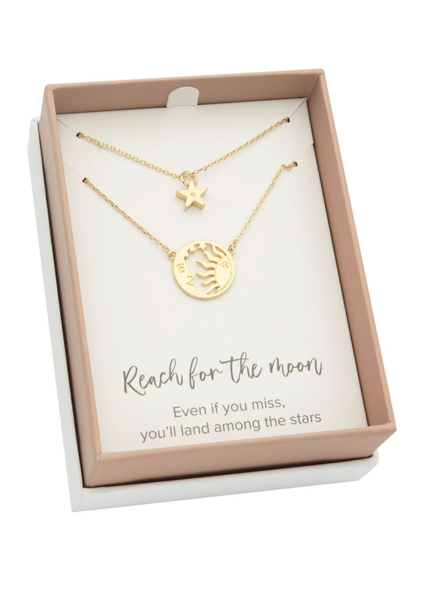 Gold Duo Sun and Moon Pendant Necklace