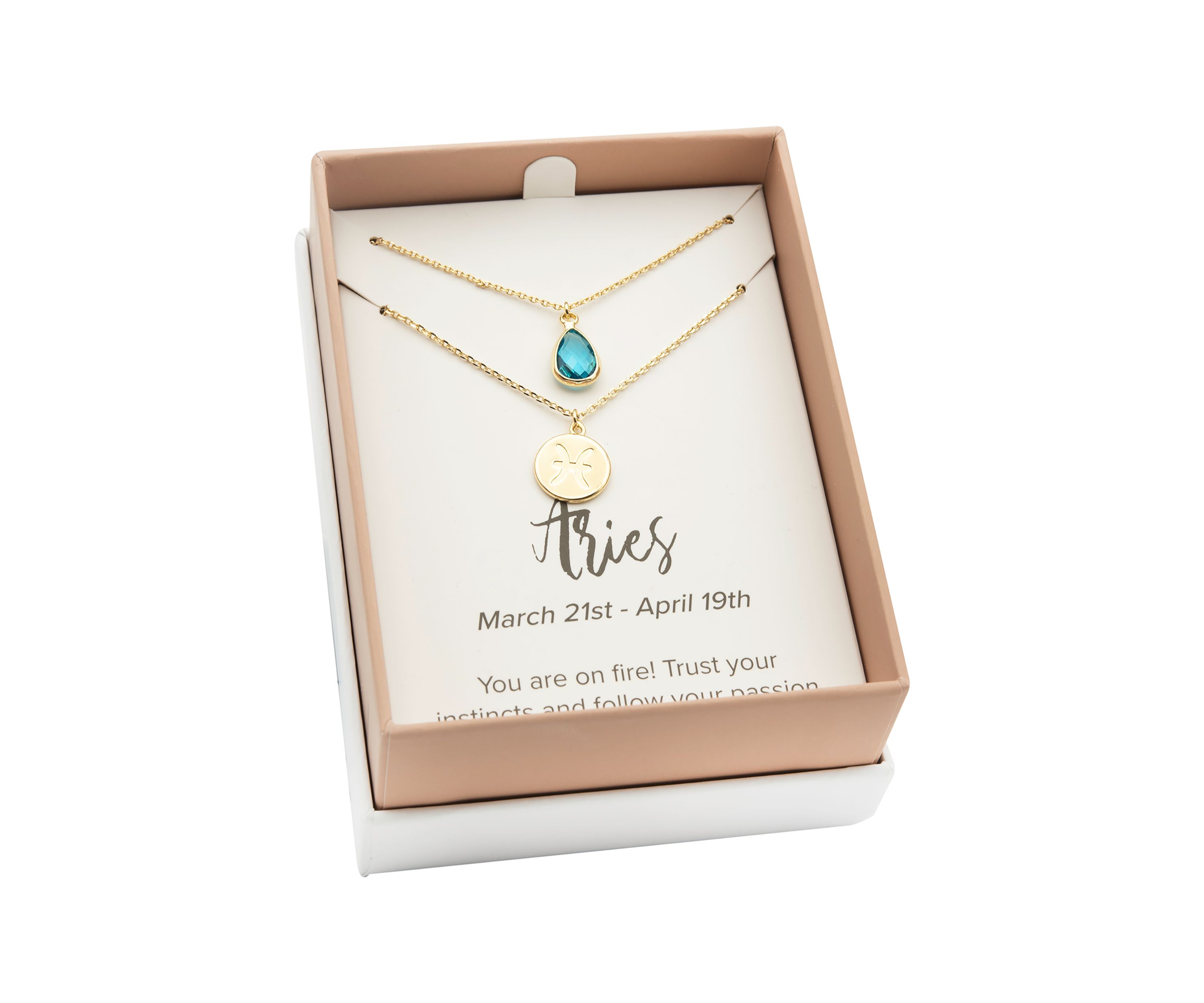 Gold Tone Duo Birthstone Cubic Zirconia Pendant Necklace Set