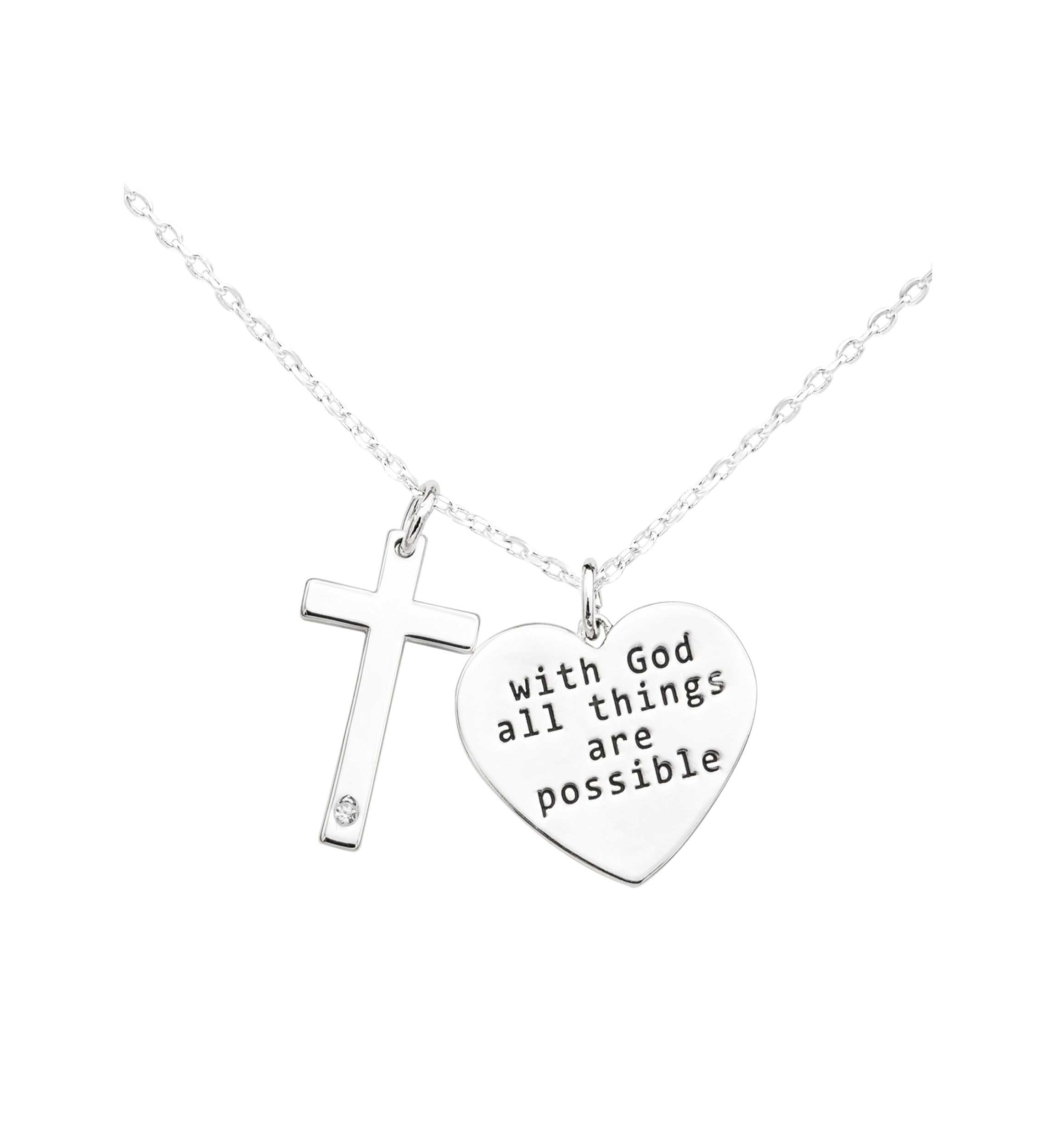 Silver God and Cross Pendant